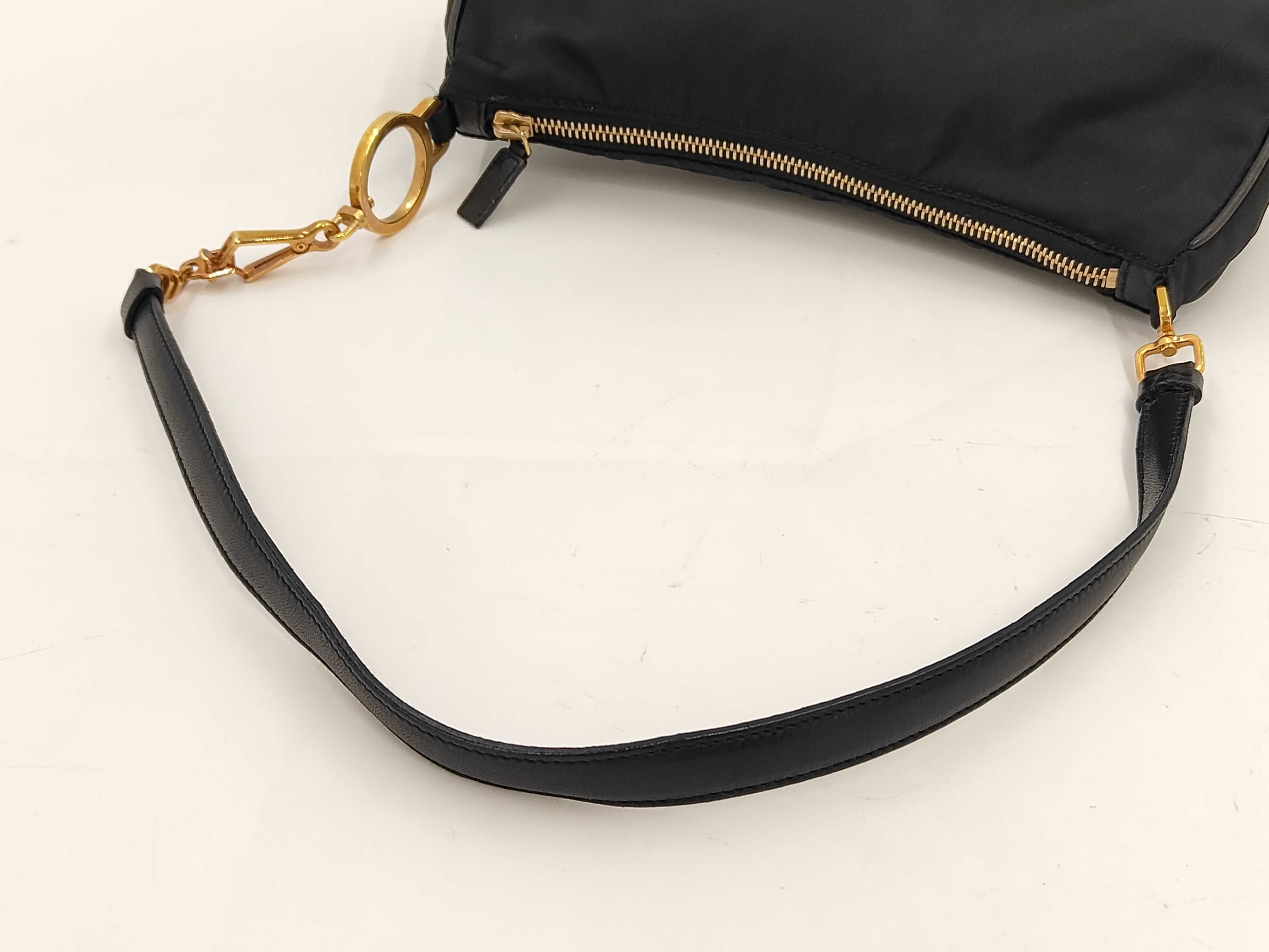 Triangle Logo One-Shoulder Bag, Nylon, Black, Pouch — view 3