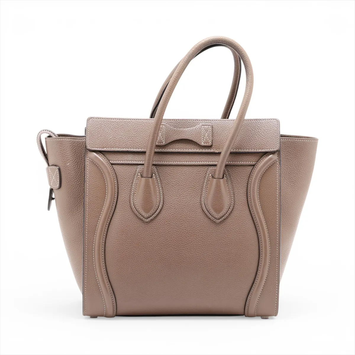 Luggage Micro Shopper Leather Handbag, Greige — view 2