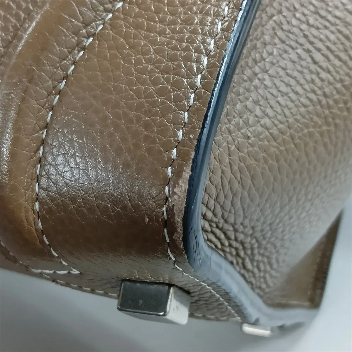 Luggage Micro Shopper Leather Handbag, Greige — view 13