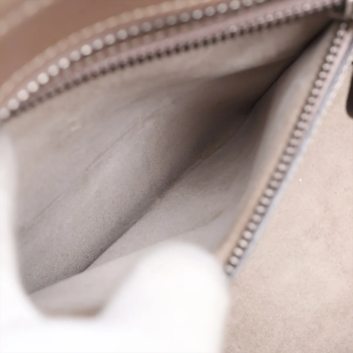 Luggage Micro Shopper Leather Handbag, Greige — view 8