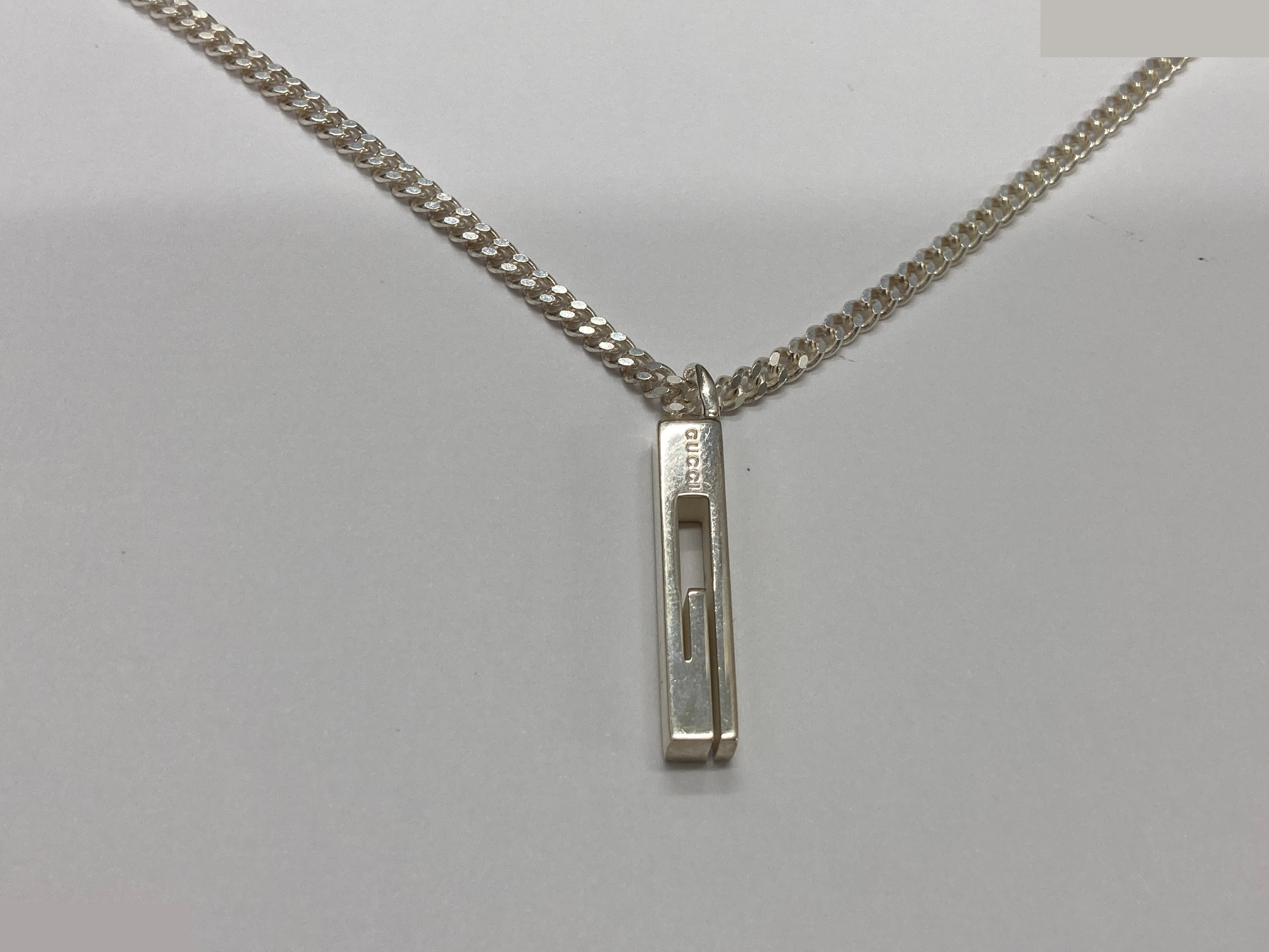 Square-cut Out G bar necklace, 925/15.5g