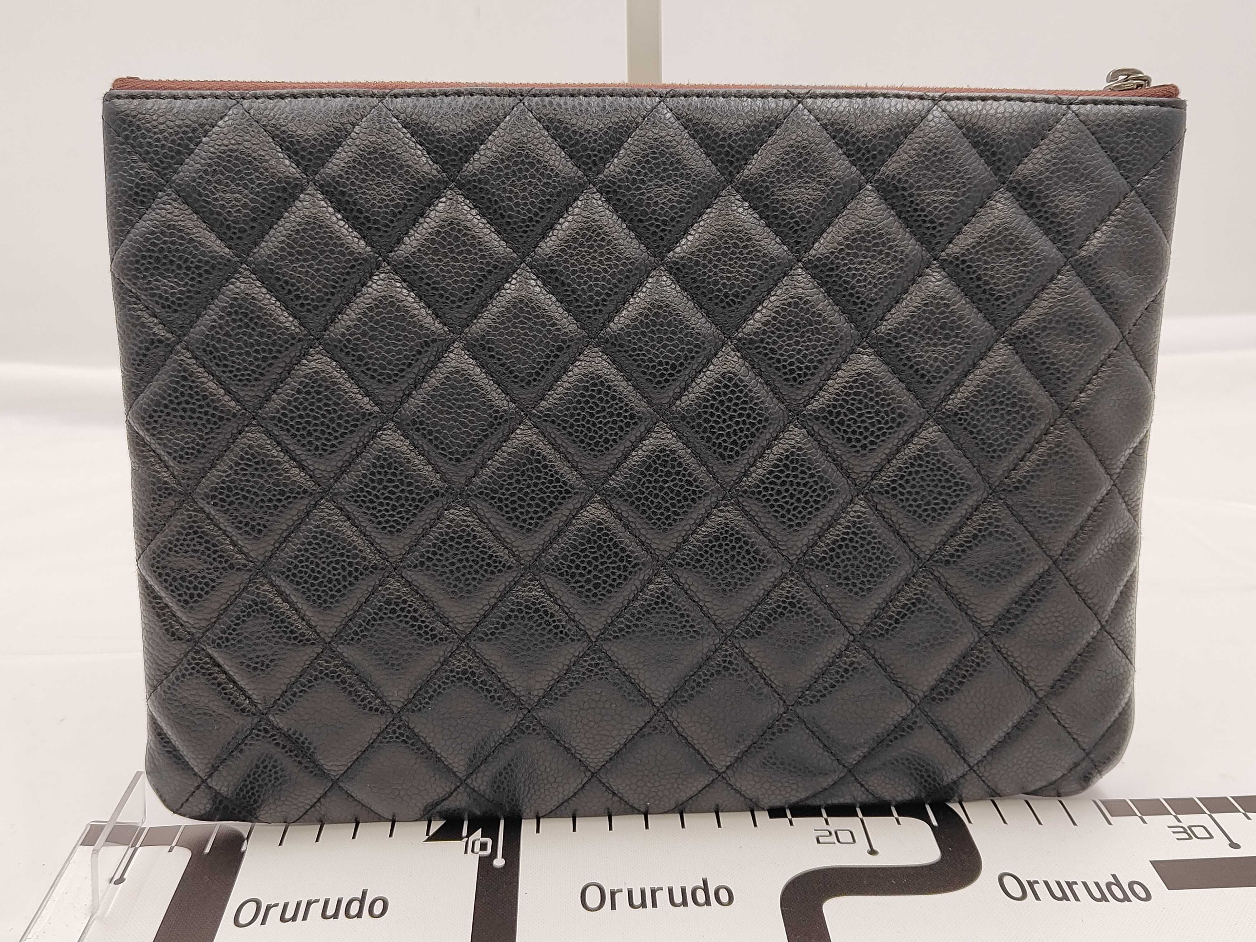 Black Caviar Leather Matelassé Clutch Bag with Ruthenium Hardware (Serial Number 21) — view 2