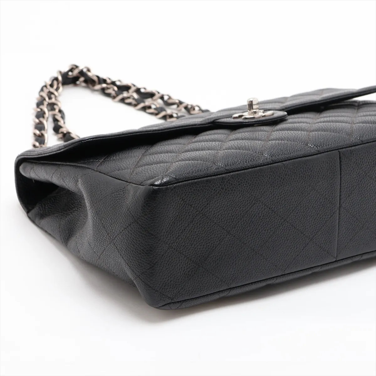 Large Matelassé 30 Caviar Skin Single Flap Single Chain Bag, Black with Silver Hardware, 6220879, Series 6, A11869 — view 4