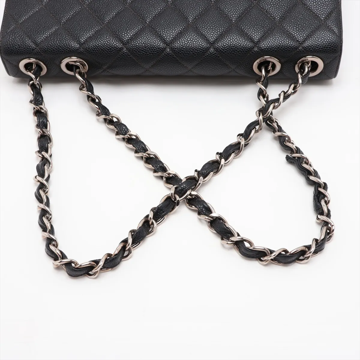 Large Matelassé 30 Caviar Skin Single Flap Single Chain Bag, Black with Silver Hardware, 6220879, Series 6, A11869 — view 5