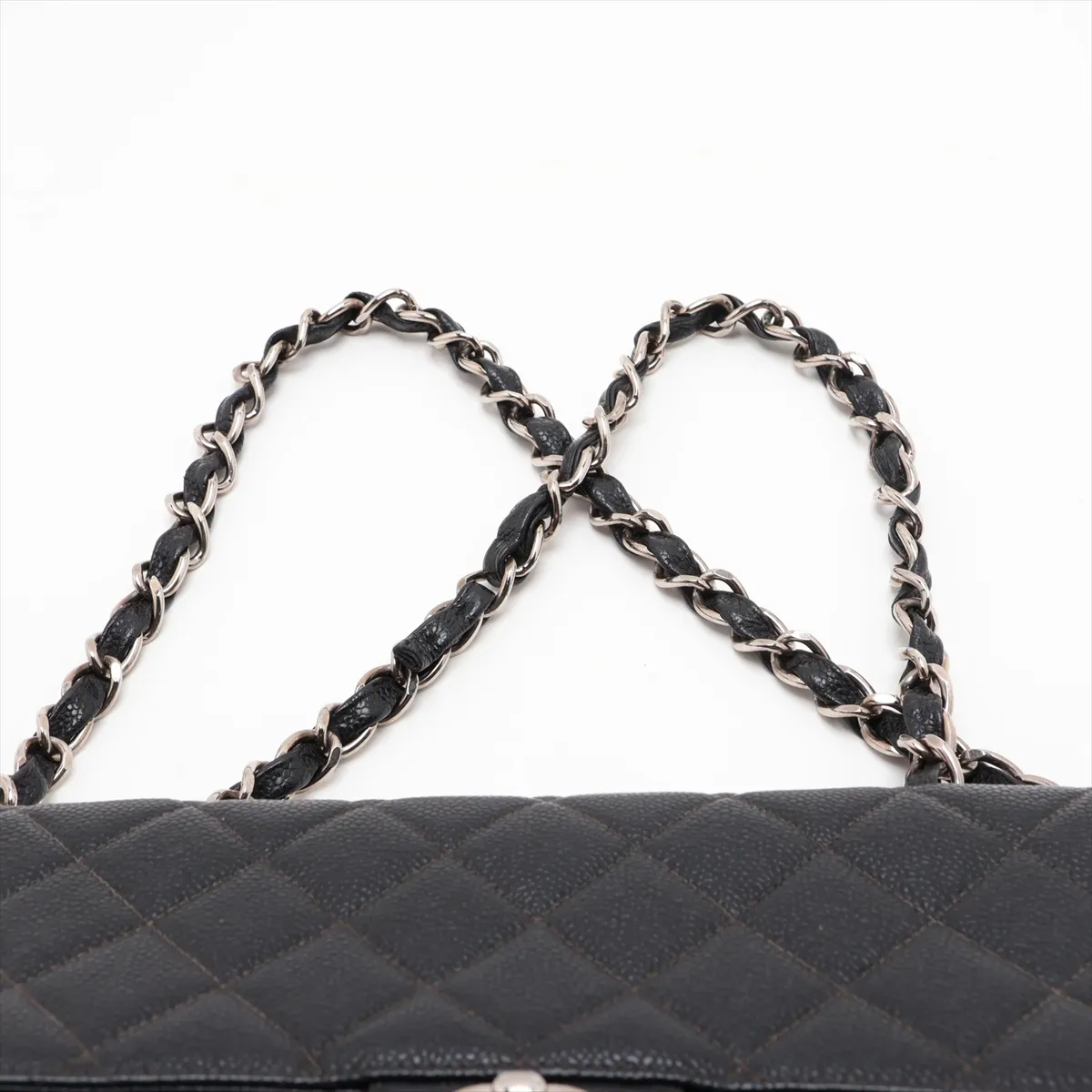 Large Matelassé 30 Caviar Skin Single Flap Single Chain Bag, Black with Silver Hardware, 6220879, Series 6, A11869 — view 6