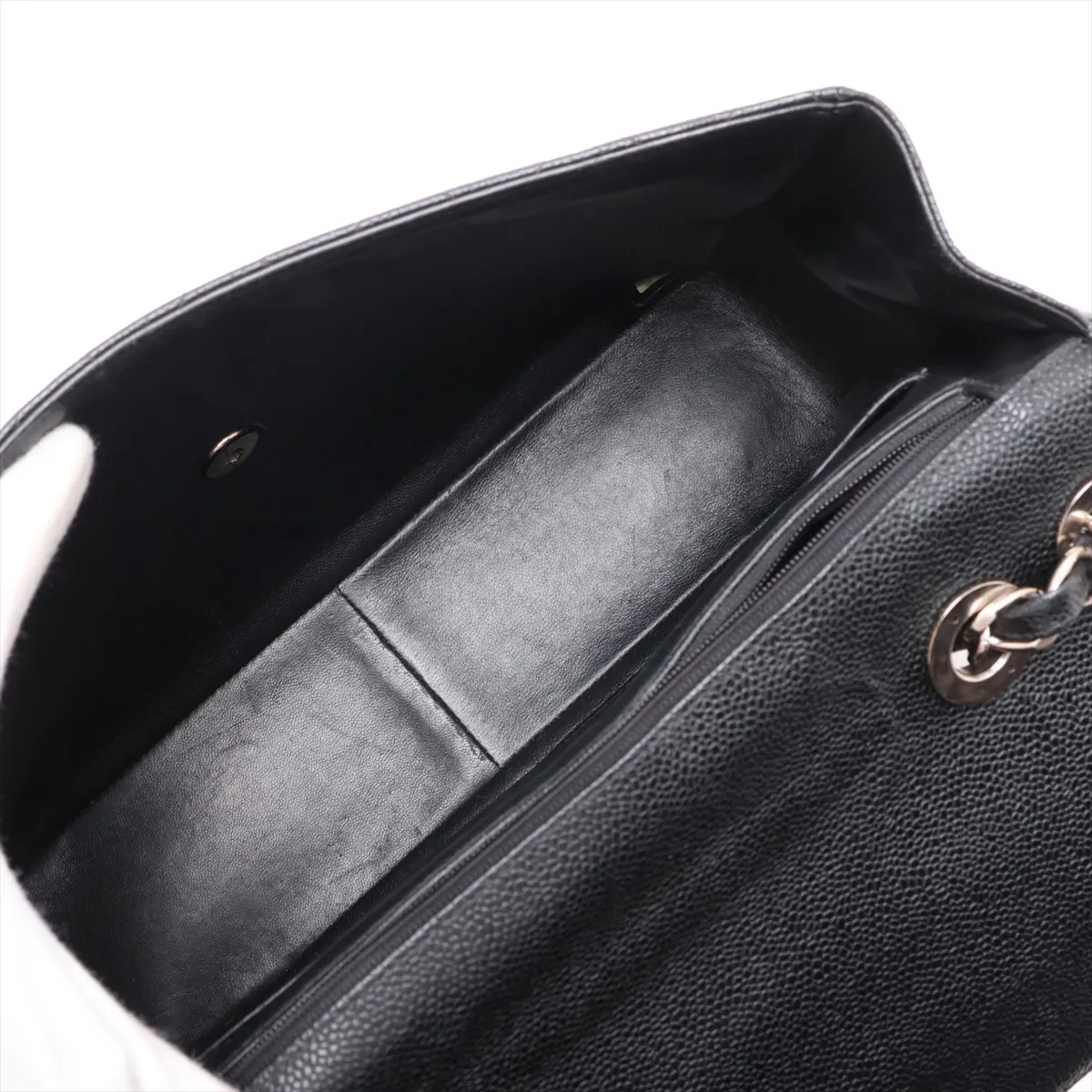 Large Matelassé 30 Caviar Skin Single Flap Single Chain Bag, Black with Silver Hardware, 6220879, Series 6, A11869 — view 7