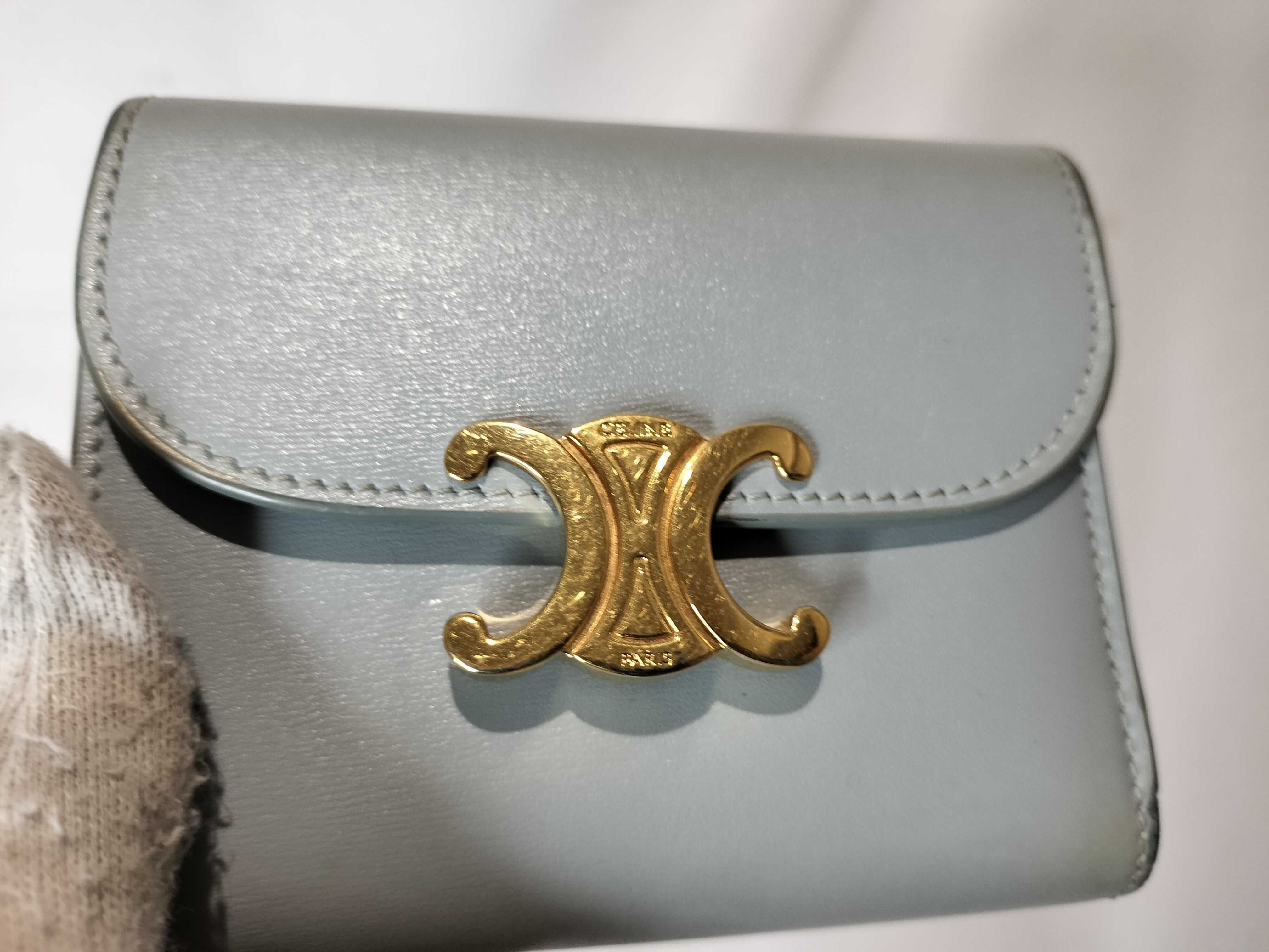 Triomphe Trifold Wallet, Light Blue — view 5