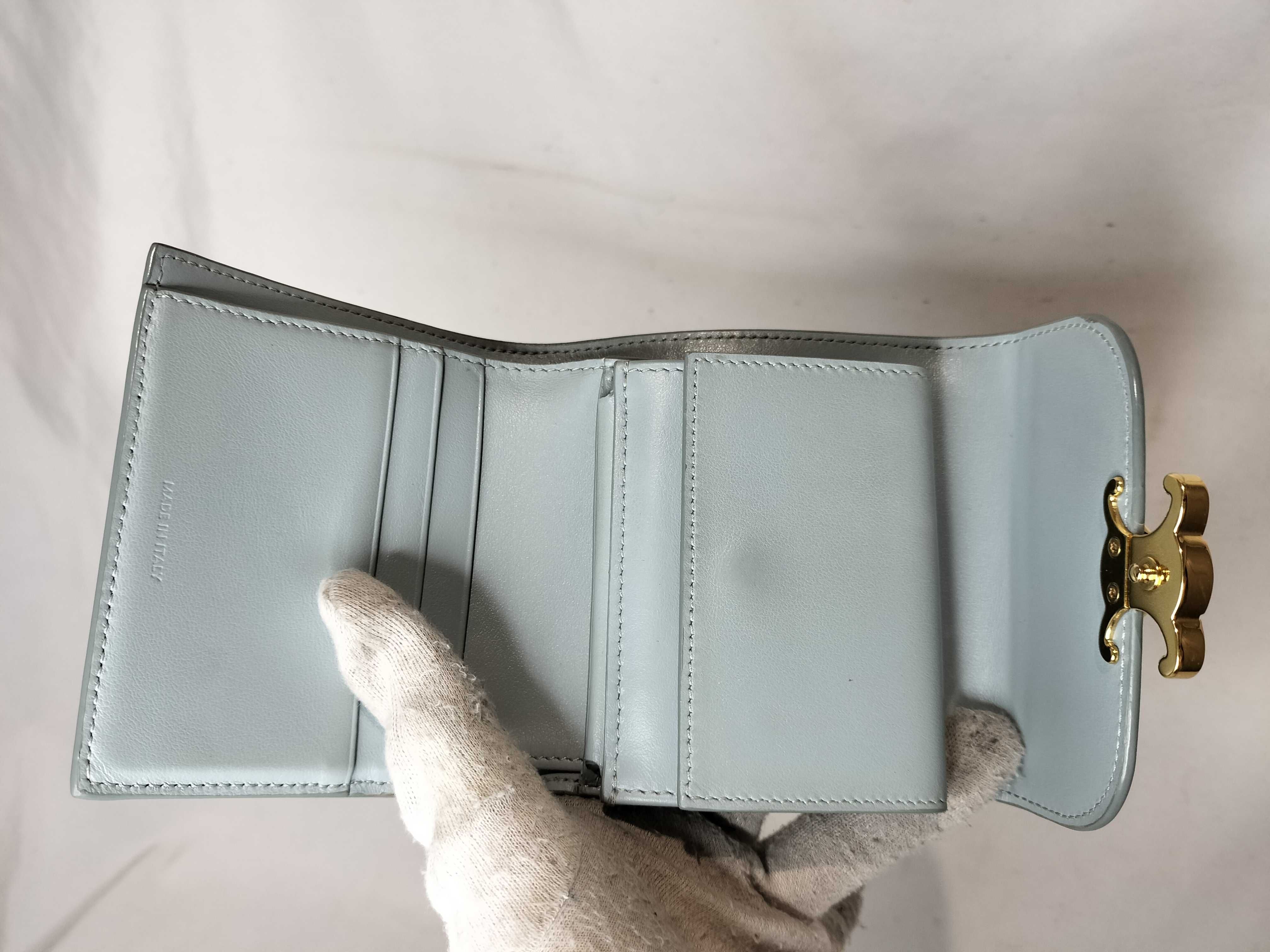 Triomphe Trifold Wallet, Light Blue — view 8