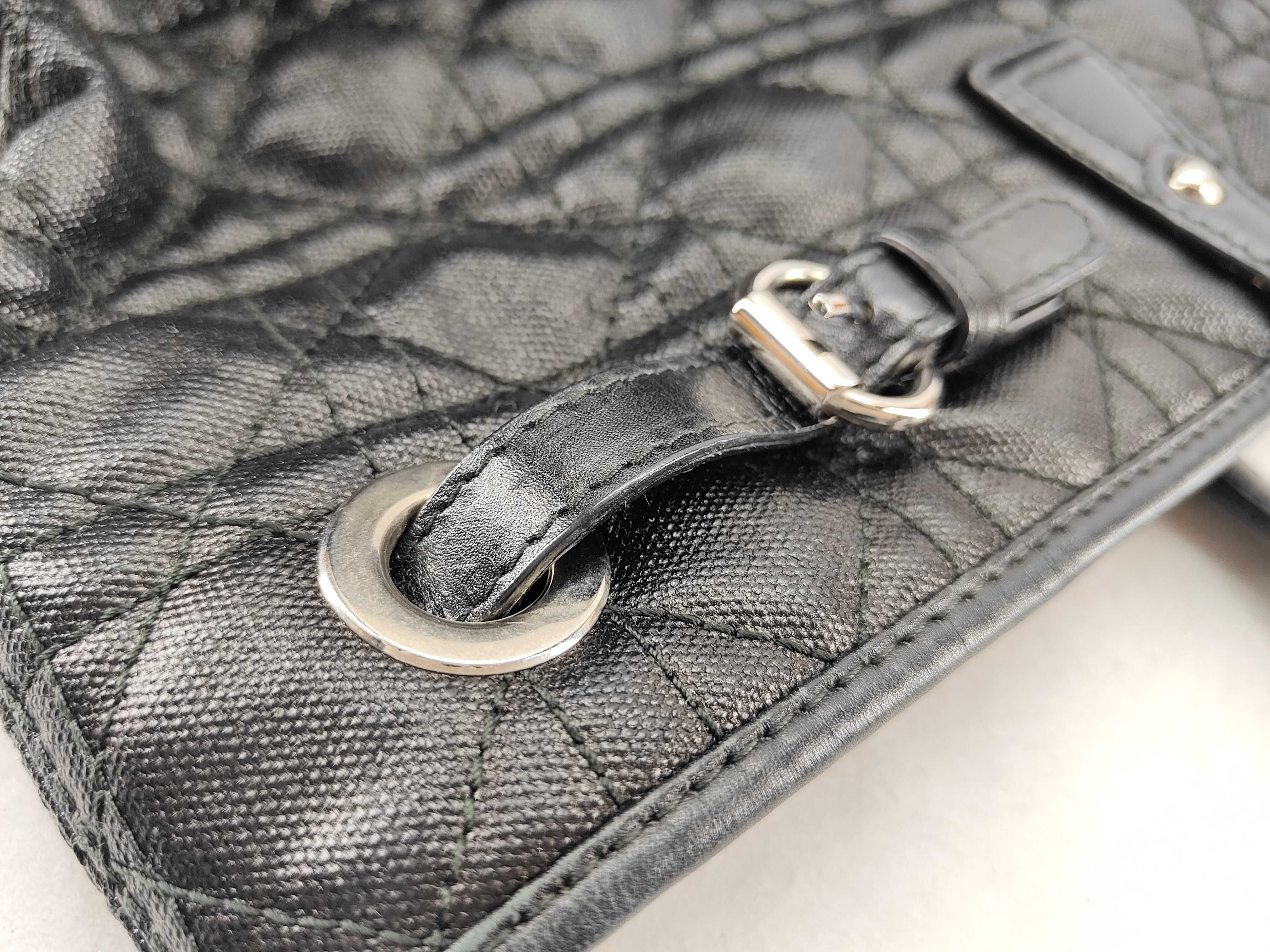 Christian Tote Bag, Handle Bag, Panarea Cannage Leather, Black, Quilted, Vintage Archive, Y2k Tote Bag — view 14