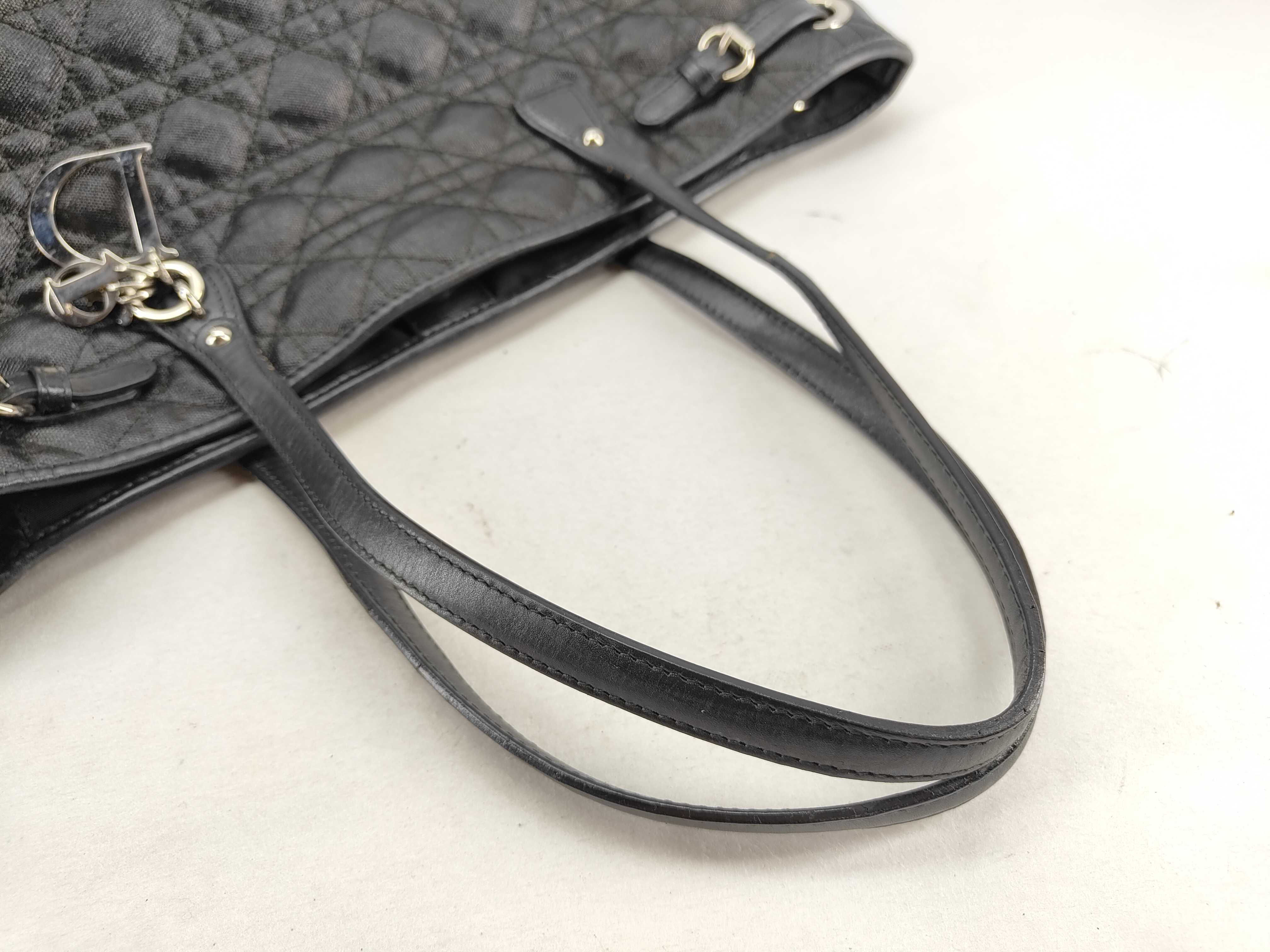 Christian Tote Bag, Handle Bag, Panarea Cannage Leather, Black, Quilted, Vintage Archive, Y2k Tote Bag — view 4