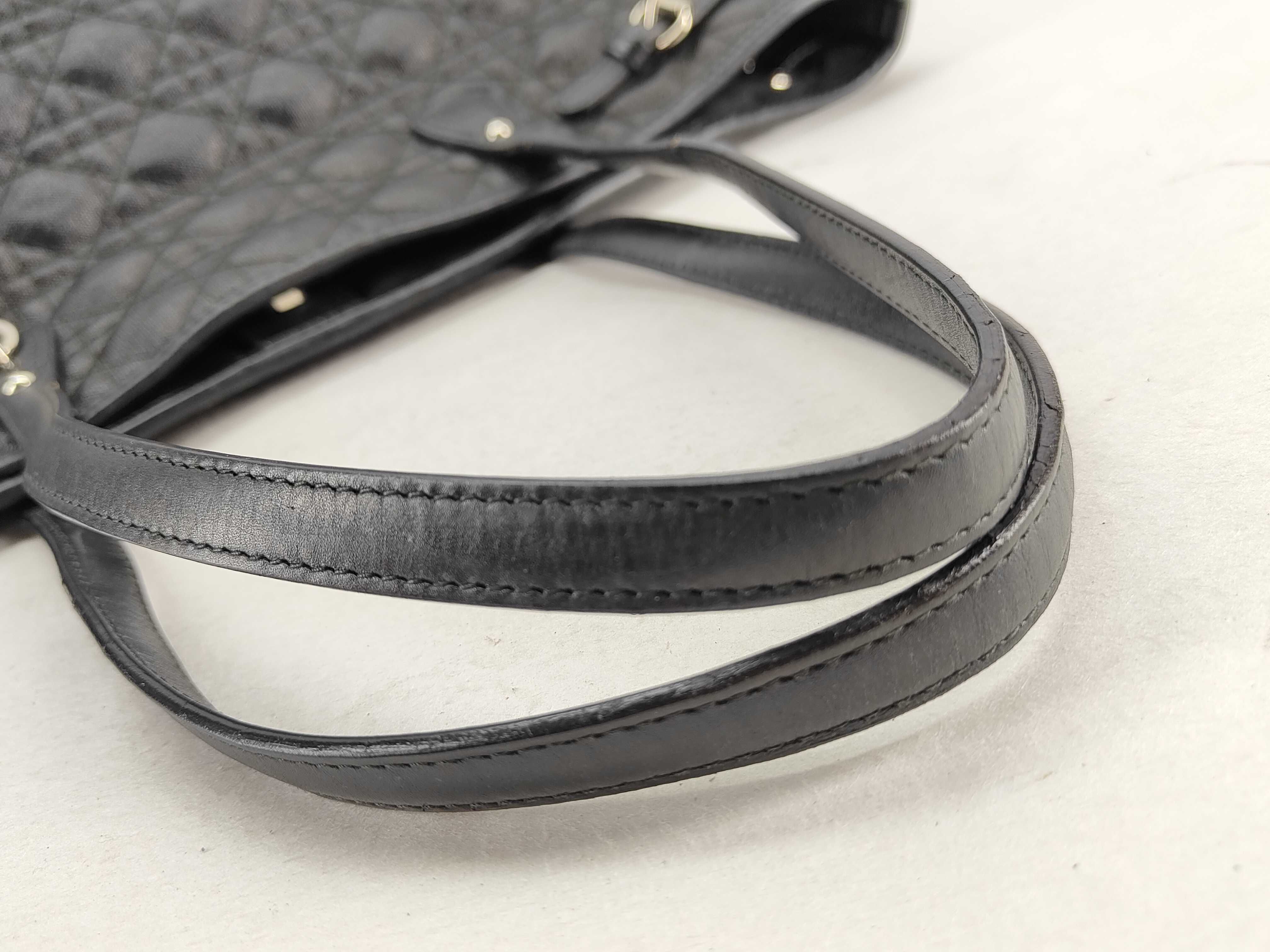 Christian Tote Bag, Handle Bag, Panarea Cannage Leather, Black, Quilted, Vintage Archive, Y2k Tote Bag — view 5
