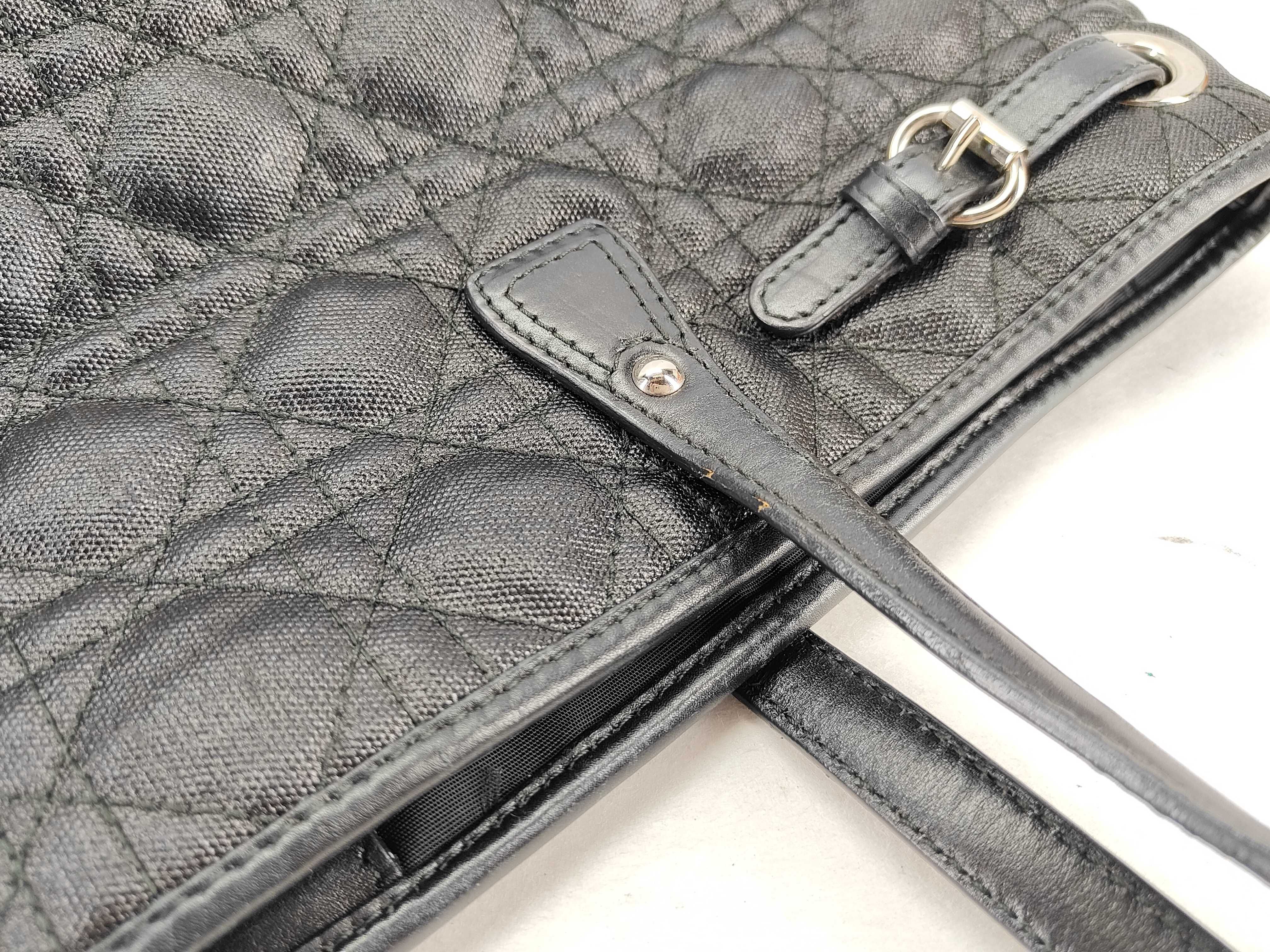 Christian Tote Bag, Handle Bag, Panarea Cannage Leather, Black, Quilted, Vintage Archive, Y2k Tote Bag — view 6