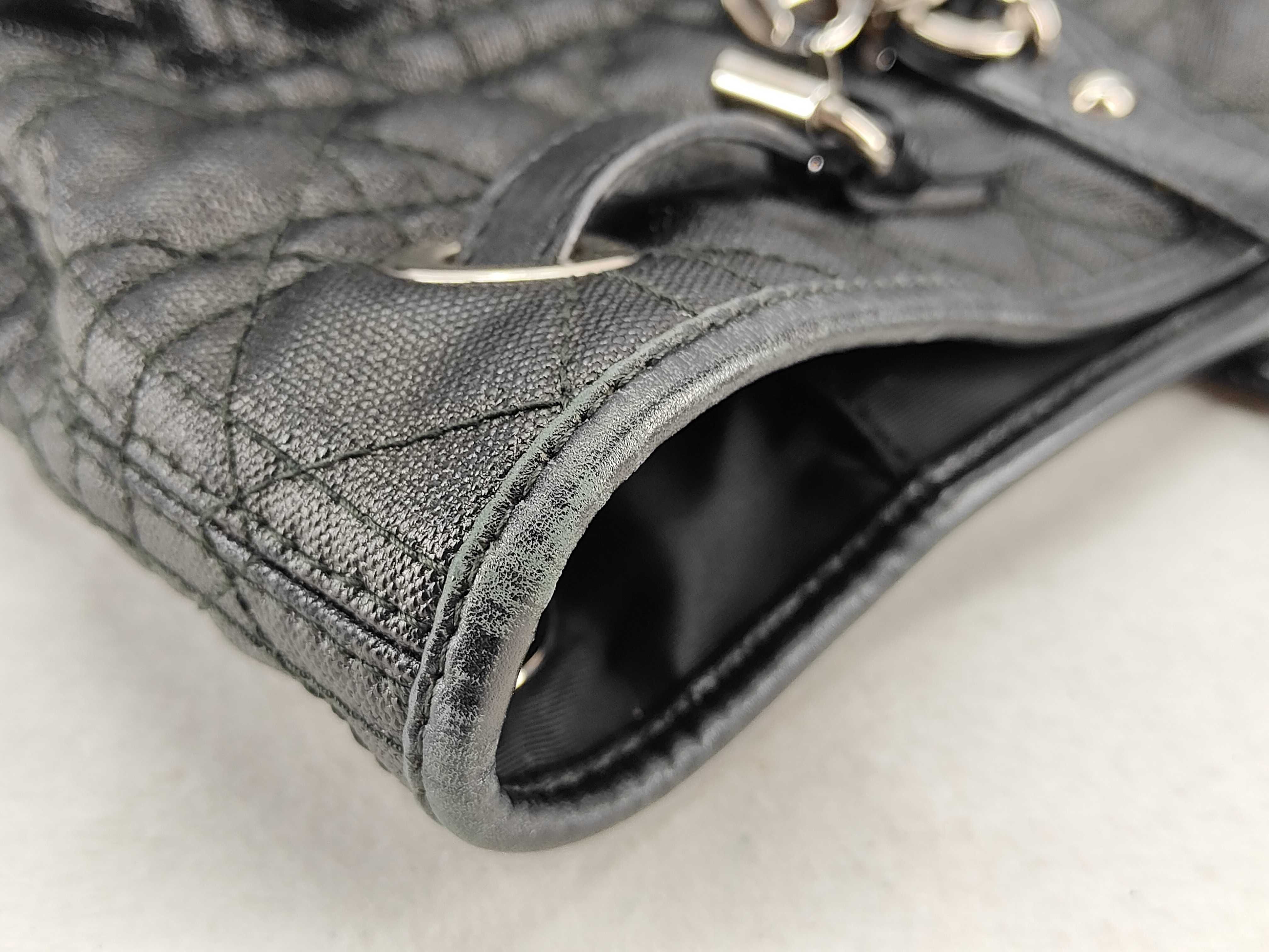Christian Tote Bag, Handle Bag, Panarea Cannage Leather, Black, Quilted, Vintage Archive, Y2k Tote Bag — view 7