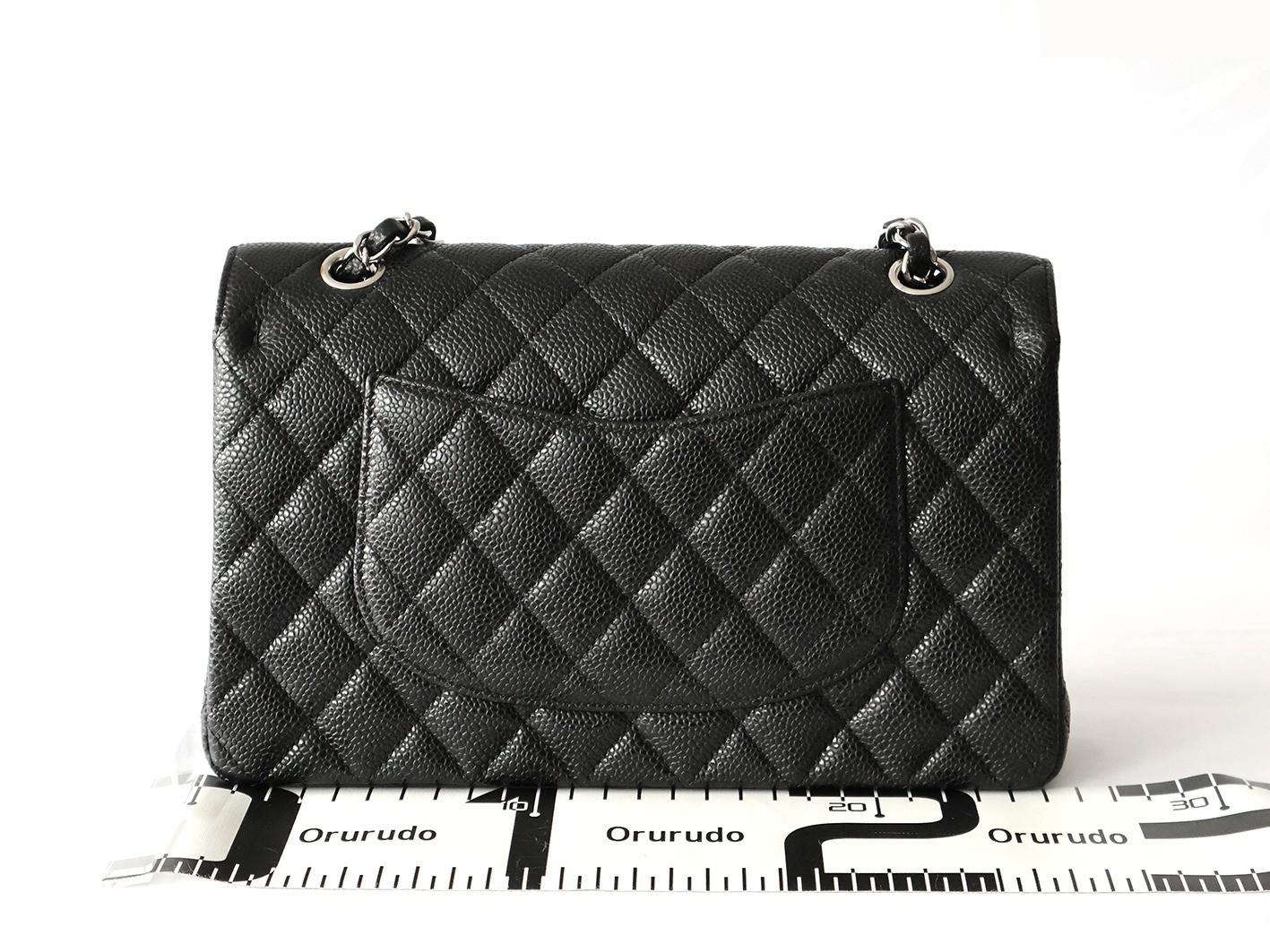 Caviar leather Matelassé 25 Double flap Double chain shoulder bag, black — view 2