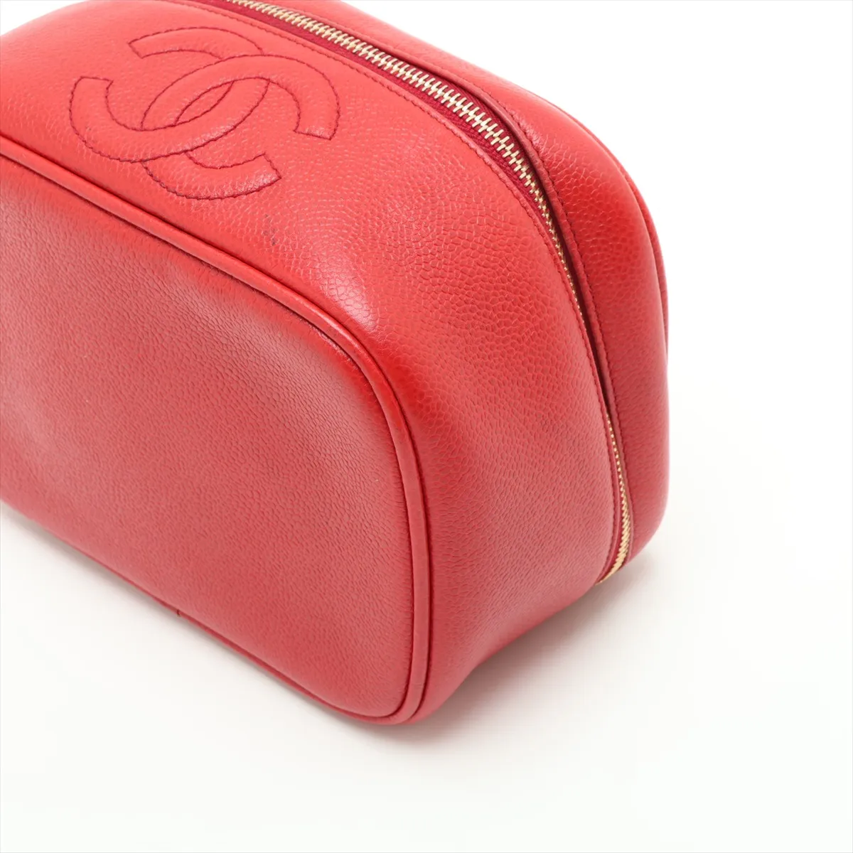 Coco Mark Caviar Skin Vanity Bag, Red with Gold Hardware, 3328043, Series 3 — view 3