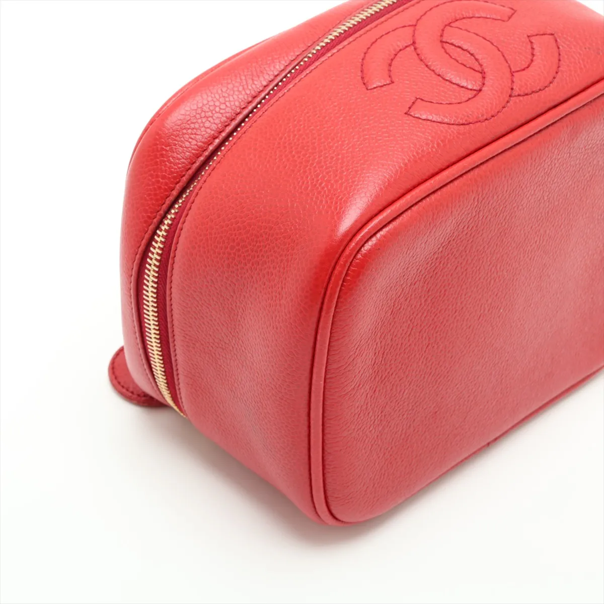 Coco Mark Caviar Skin Vanity Bag, Red with Gold Hardware, 3328043, Series 3 — view 4
