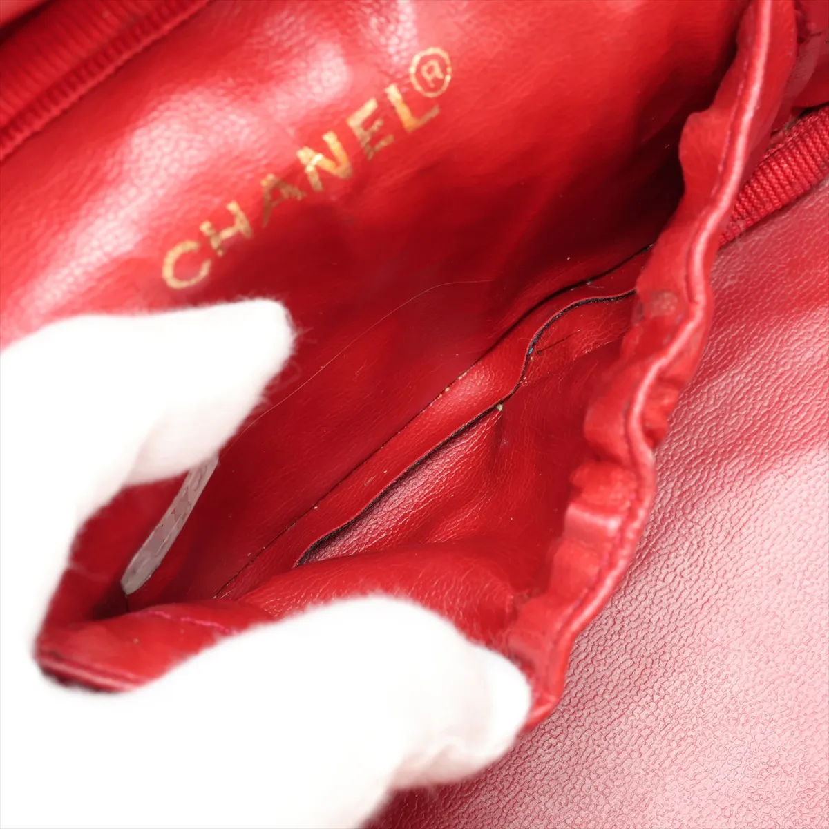 Coco Mark Caviar Skin Vanity Bag, Red with Gold Hardware, 3328043, Series 3 — view 8