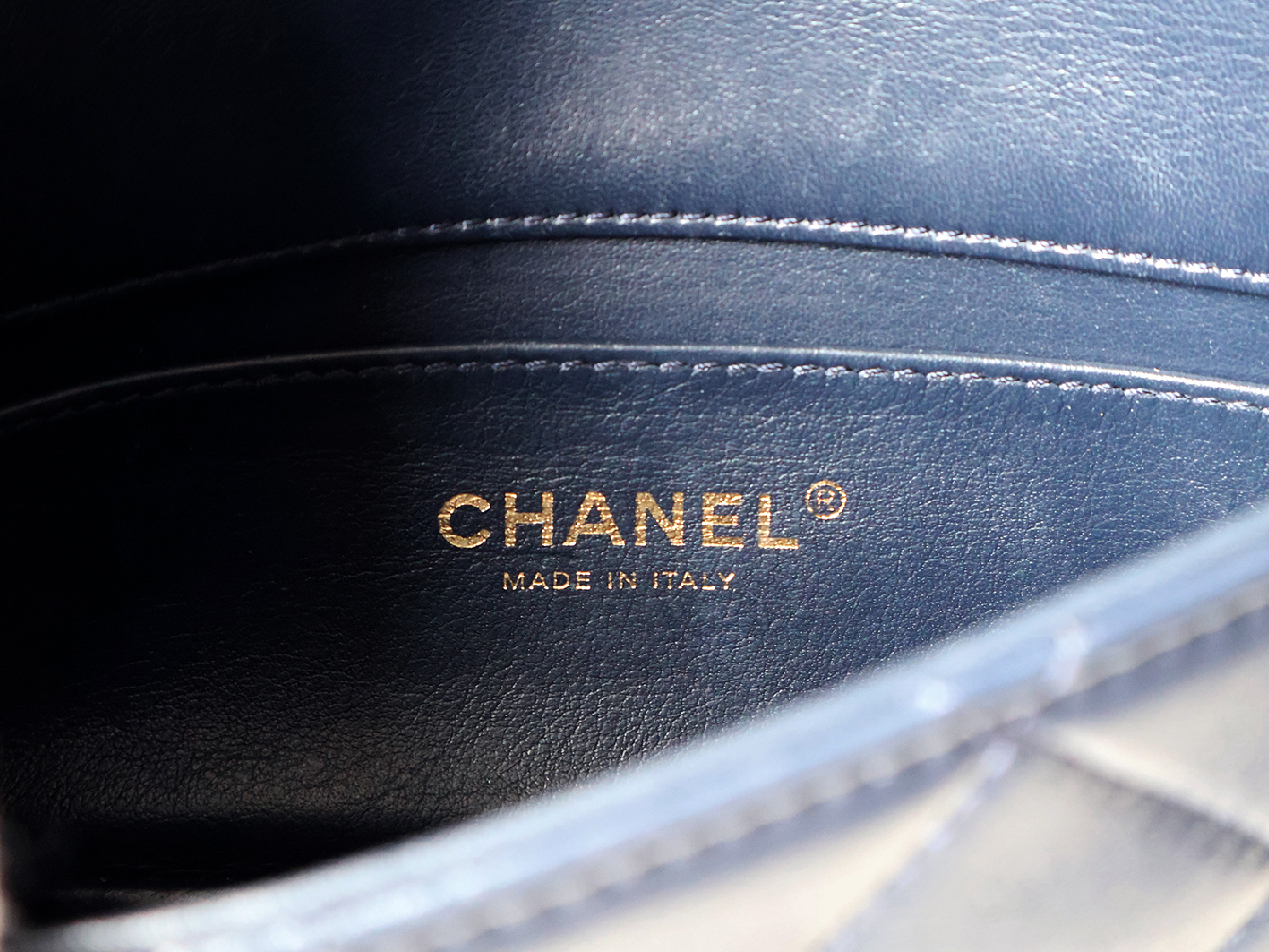Mini Matelassé Lambskin 2-Way Chain Shoulder Bag (Navy) - Serial Number 31 (with original seal) — view 11