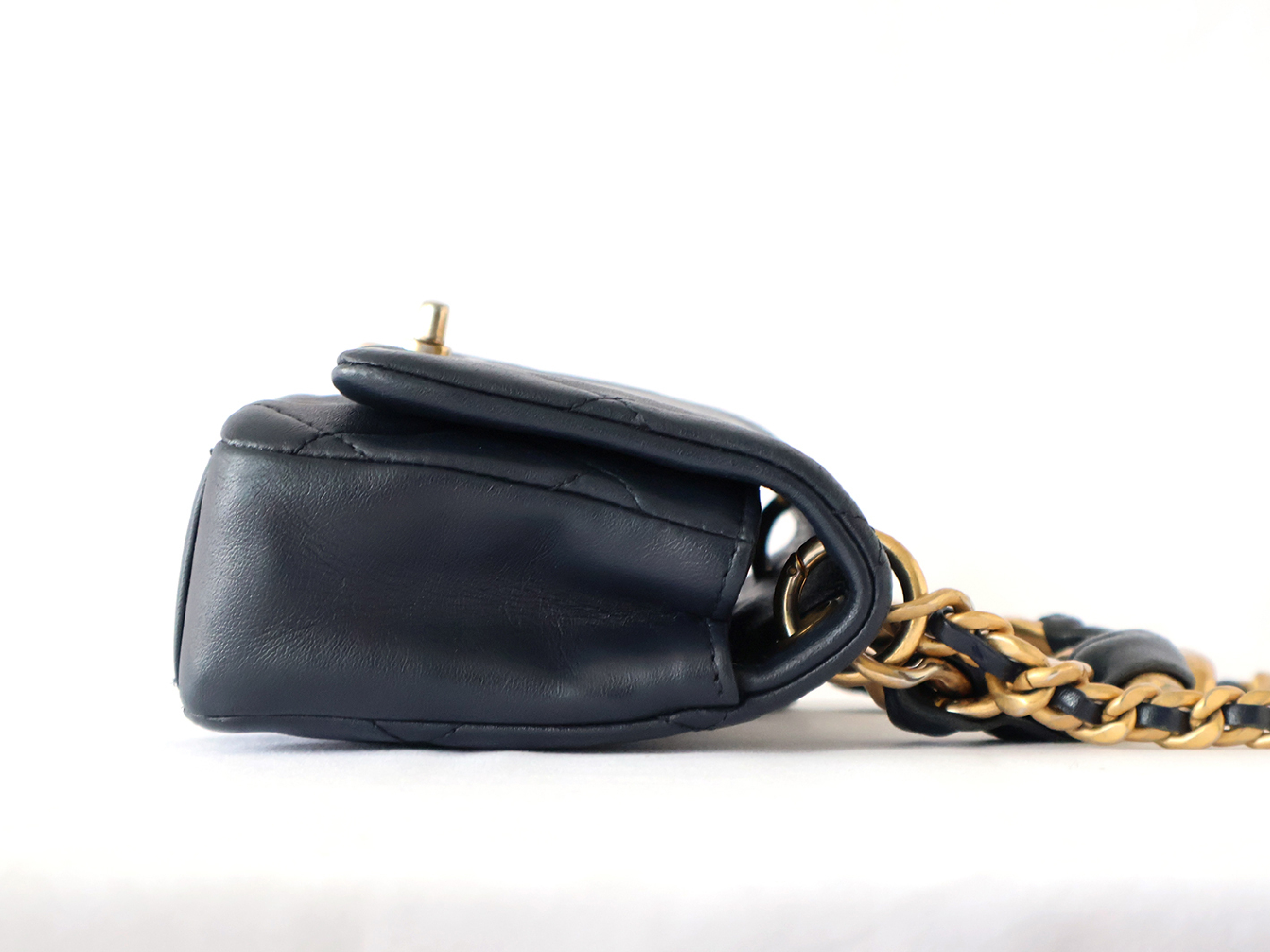 Mini Matelassé Lambskin 2-Way Chain Shoulder Bag (Navy) - Serial Number 31 (with original seal) — view 7