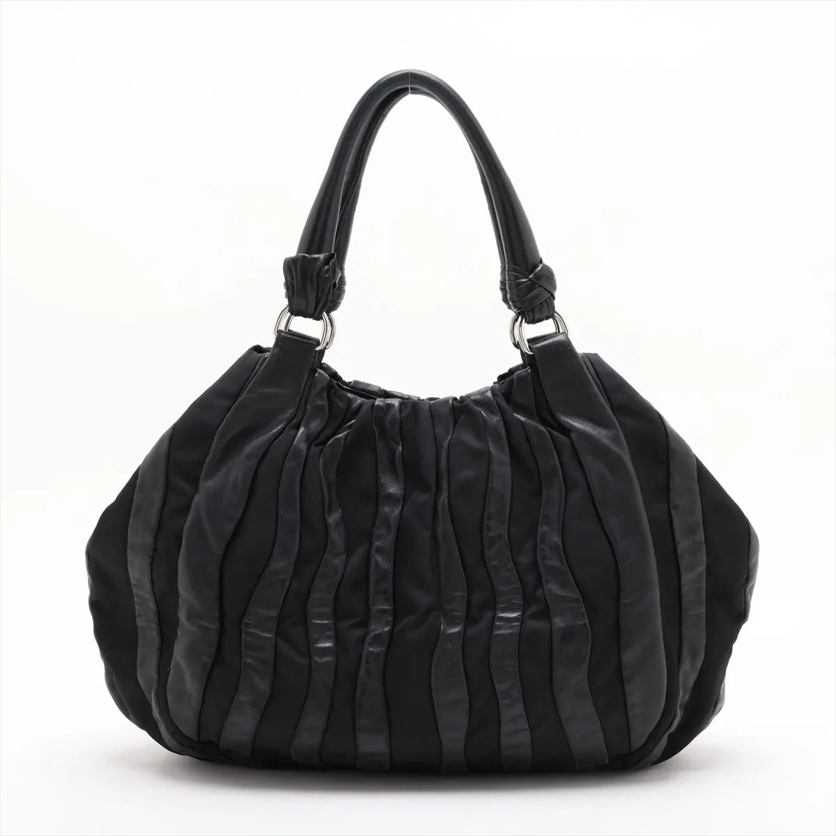 Leather x Nylon Tote Bag, Black — view 2