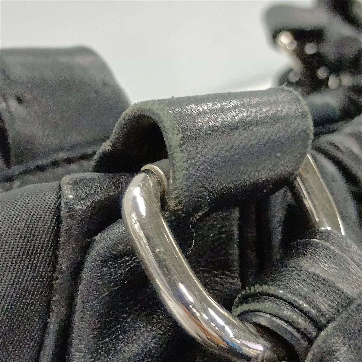 Leather x Nylon Tote Bag, Black — view 13