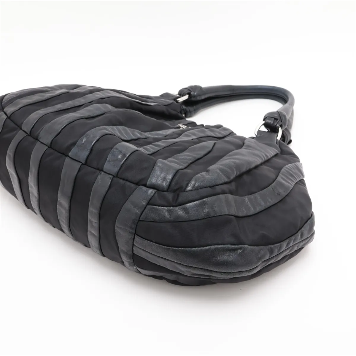 Leather x Nylon Tote Bag, Black — view 3