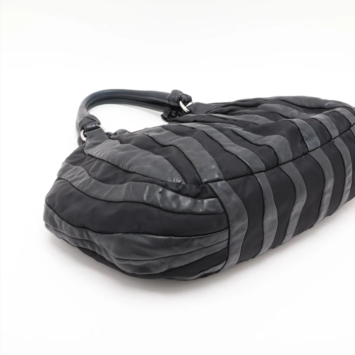 Leather x Nylon Tote Bag, Black — view 4
