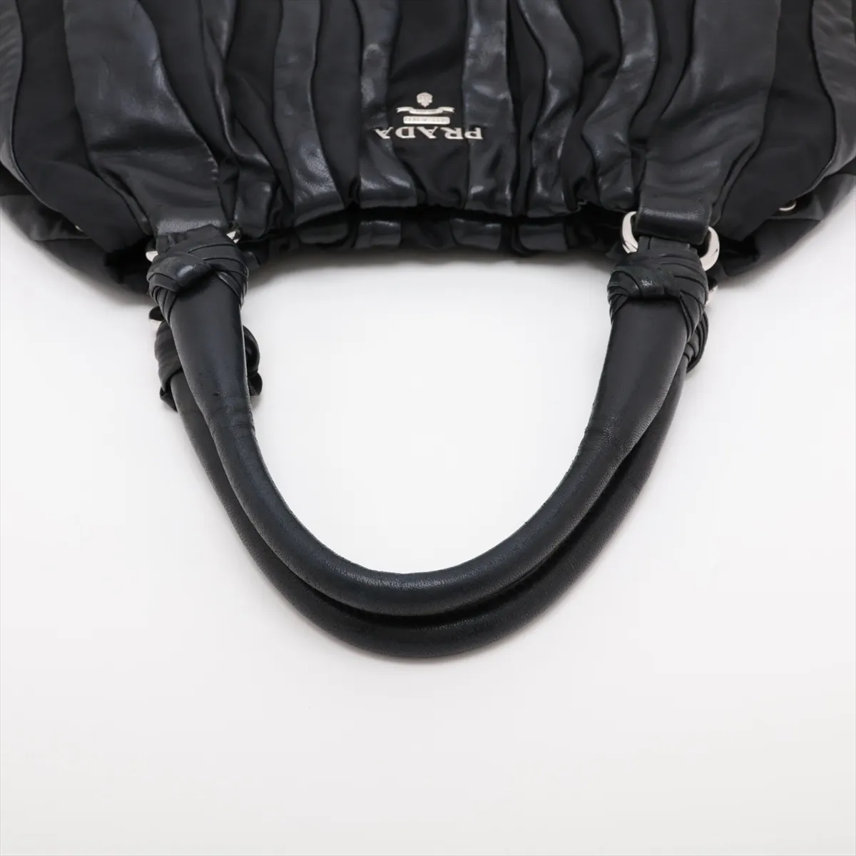 Leather x Nylon Tote Bag, Black — view 5