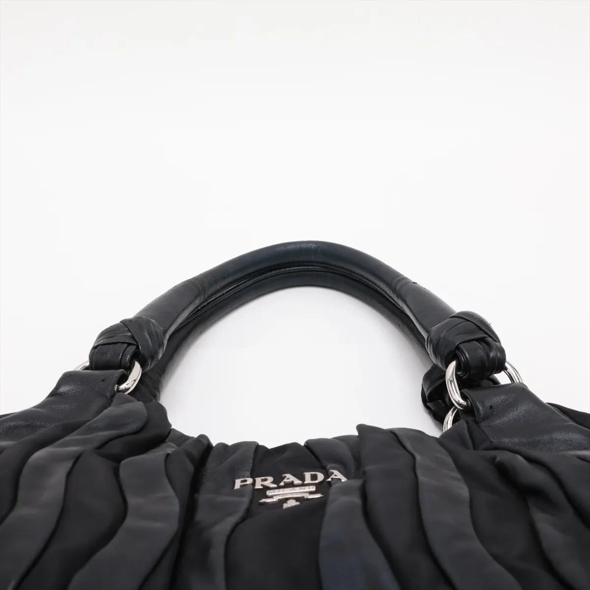 Leather x Nylon Tote Bag, Black — view 6