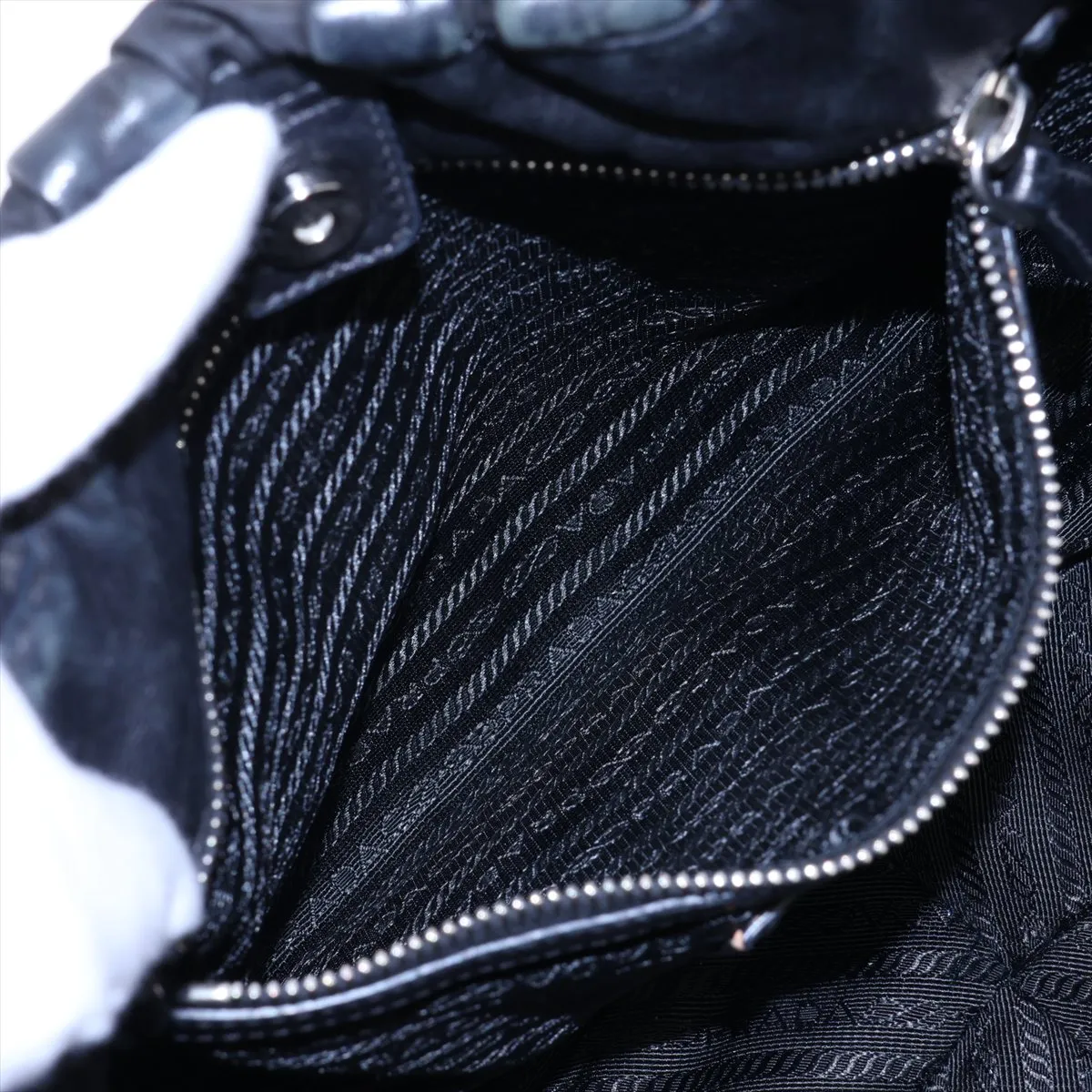 Leather x Nylon Tote Bag, Black — view 8