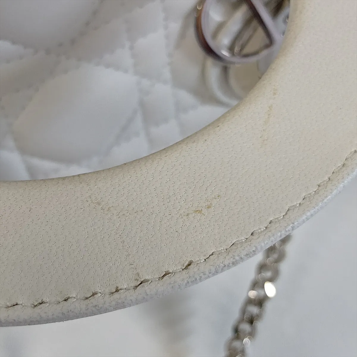 Cannage Lady Dior Mini Leather 2-Way Handbag, White — view 14