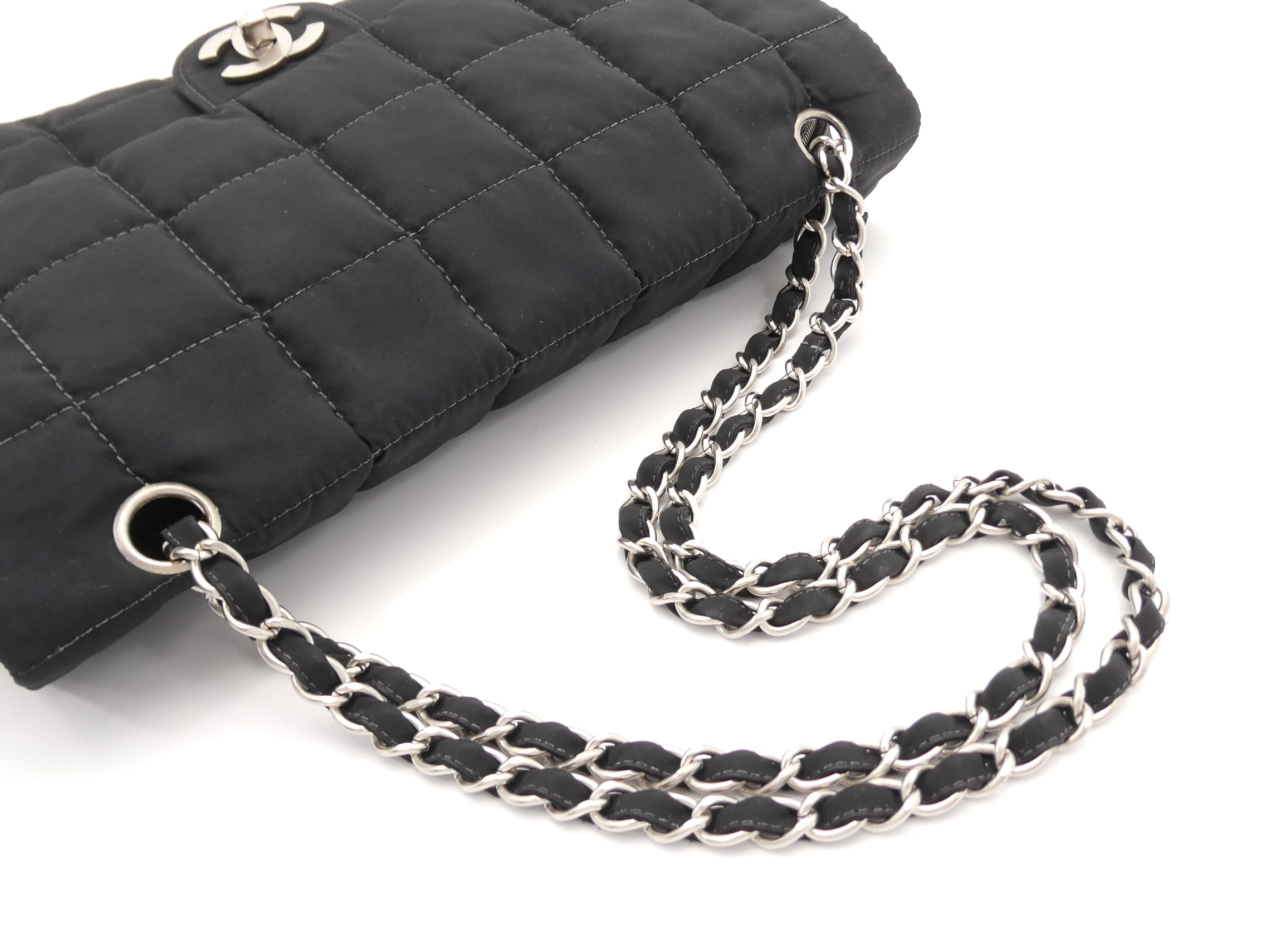 Chocolate Bar Coco Mark Nylon Double Chain Shoulder Bag — view 6