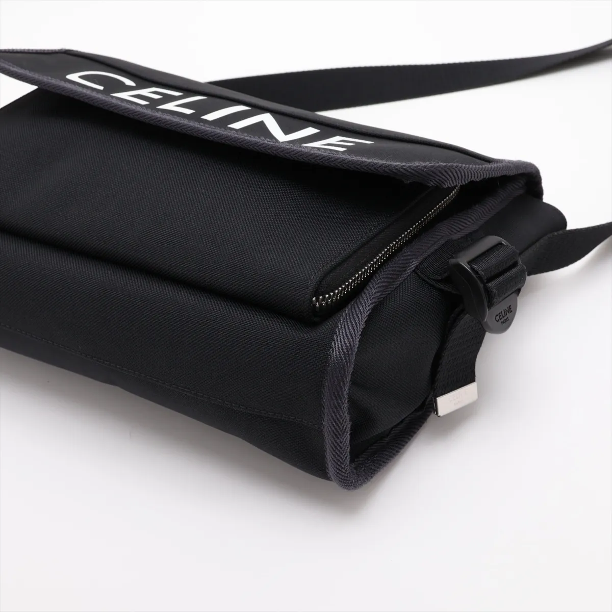 Small Trekking Messenger Nylon Shoulder Bag, Black — view 3