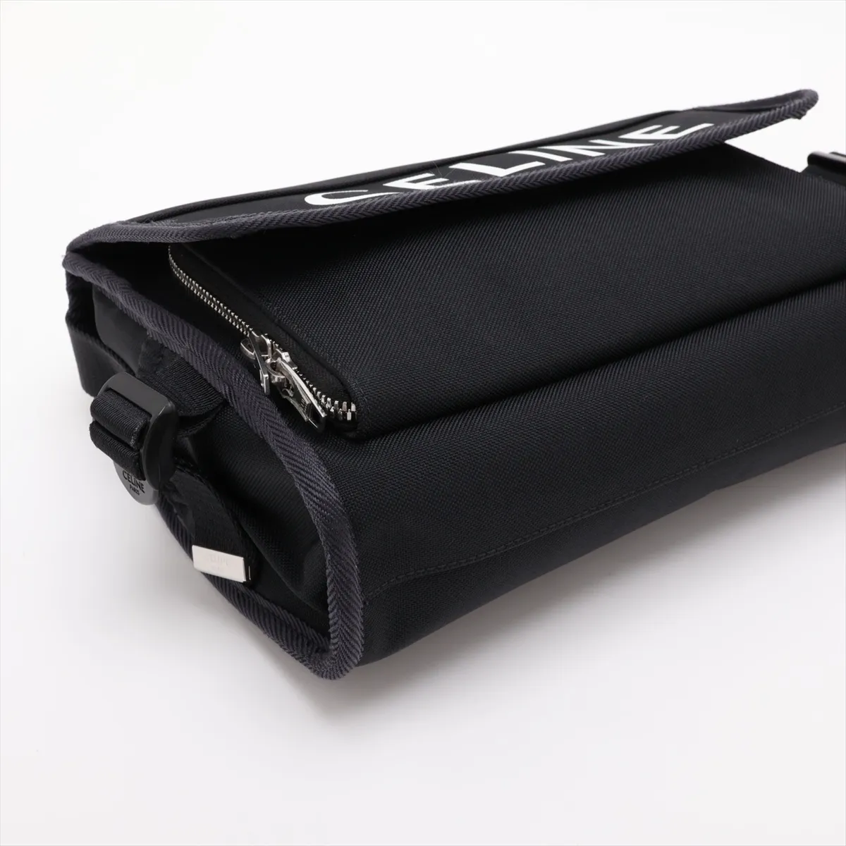 Small Trekking Messenger Nylon Shoulder Bag, Black — view 4