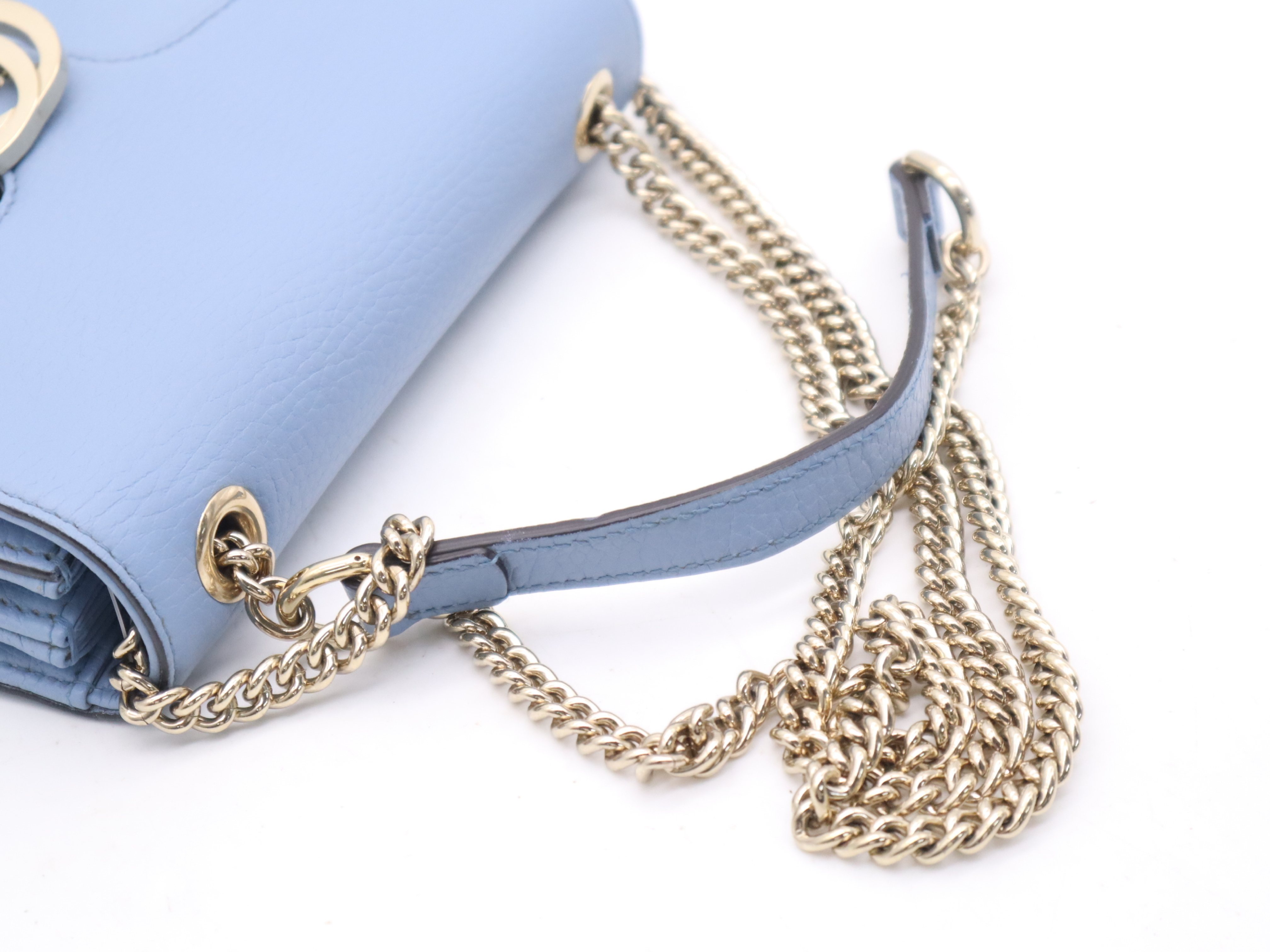 510304 Leather Interlocking G Chain Shoulder Bag Blue Gold Hardware Shoulder Bag — view 6