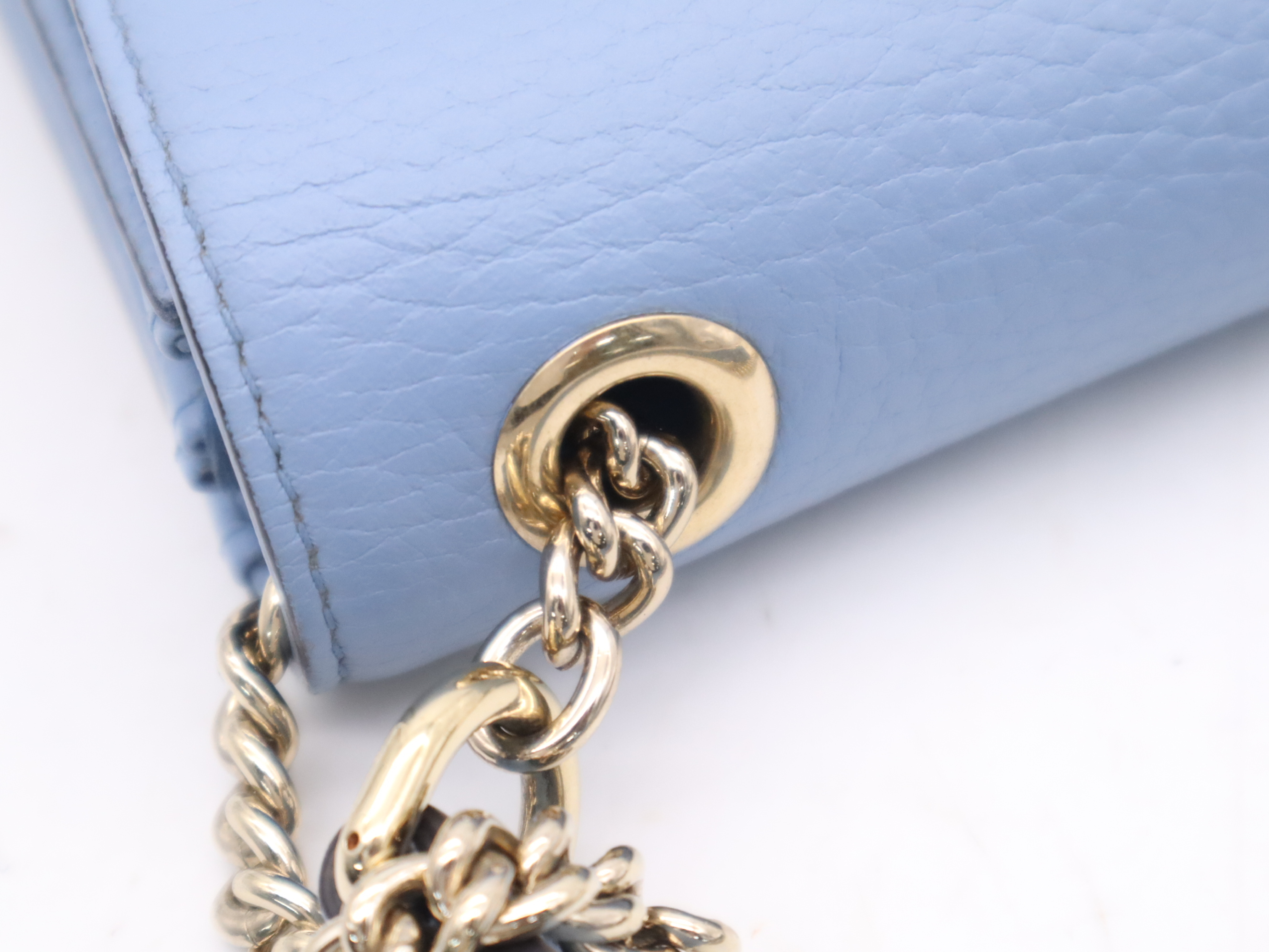 510304 Leather Interlocking G Chain Shoulder Bag Blue Gold Hardware Shoulder Bag — view 7