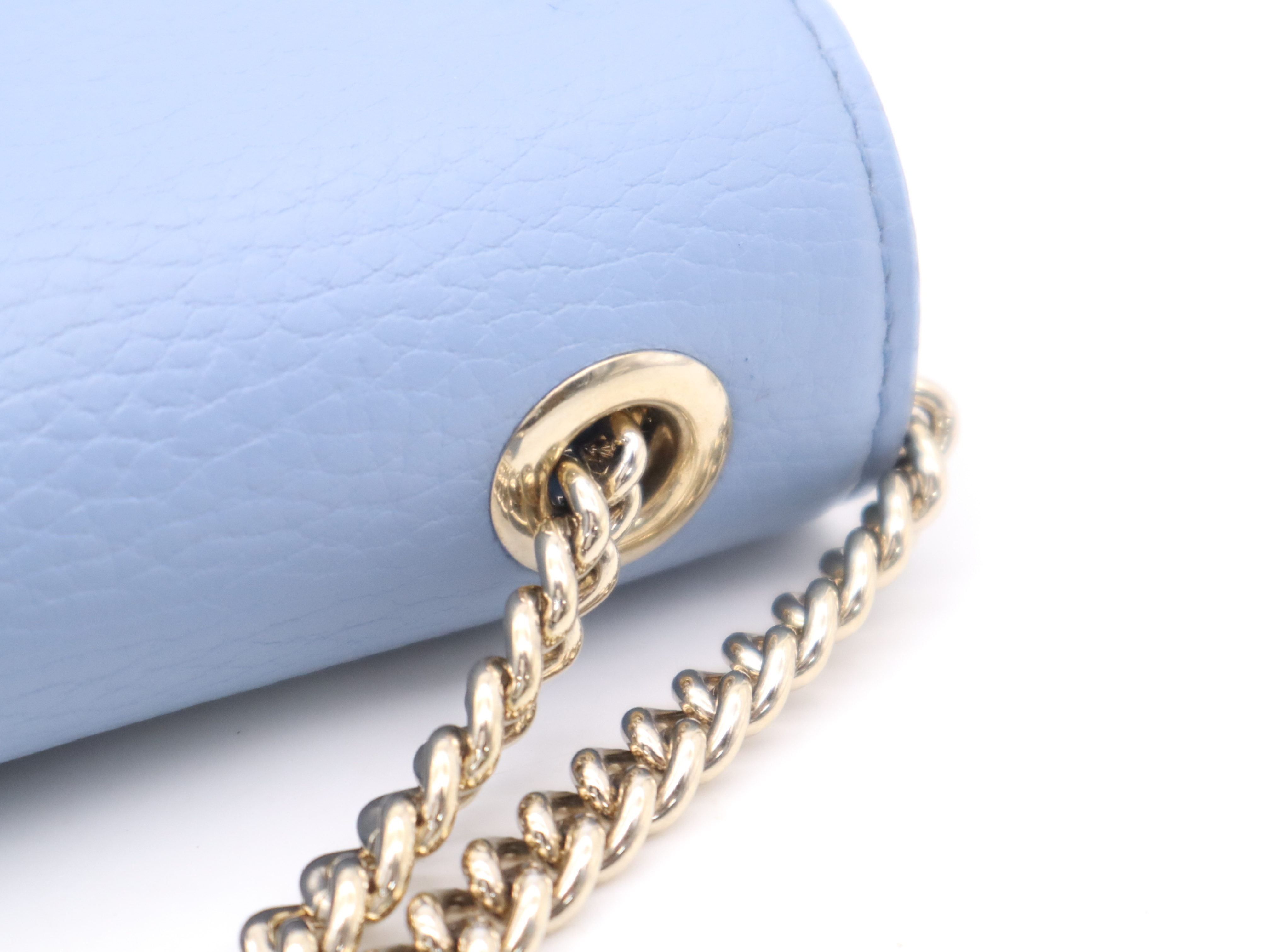 510304 Leather Interlocking G Chain Shoulder Bag Blue Gold Hardware Shoulder Bag — view 8