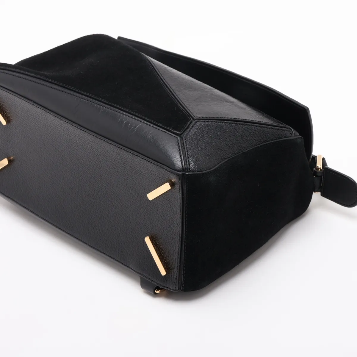 Puzzle Bag, Leather x Suede 2-Way Handbag, Black — view 3