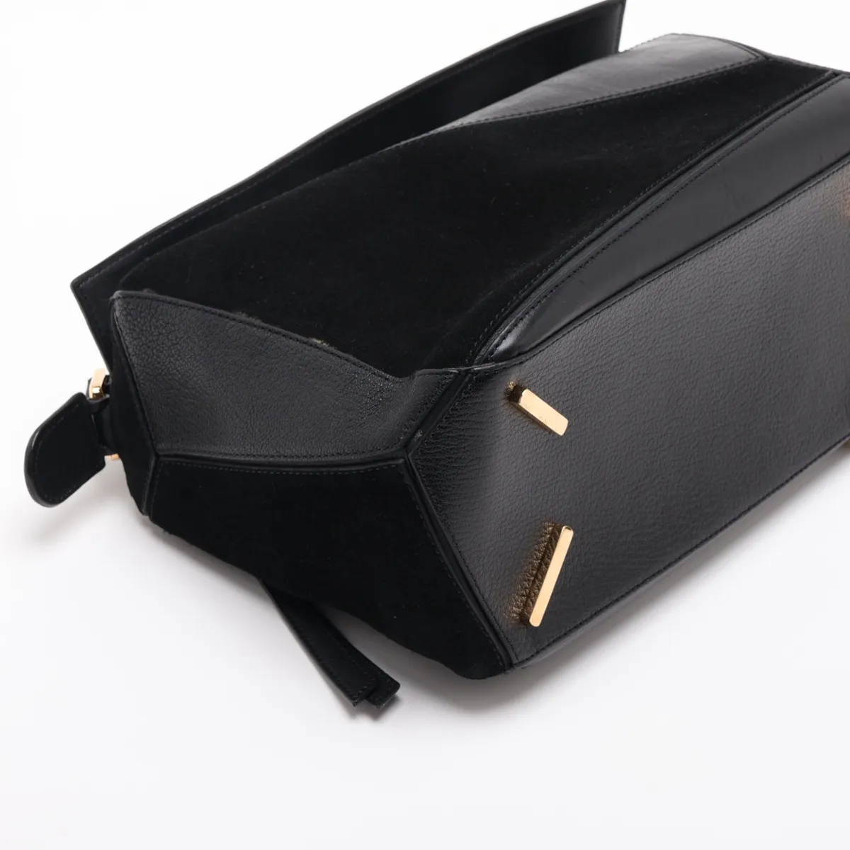 Puzzle Bag, Leather x Suede 2-Way Handbag, Black — view 4