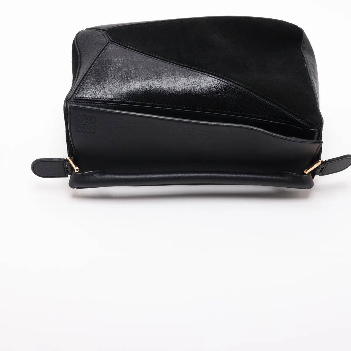 Puzzle Bag, Leather x Suede 2-Way Handbag, Black — view 5