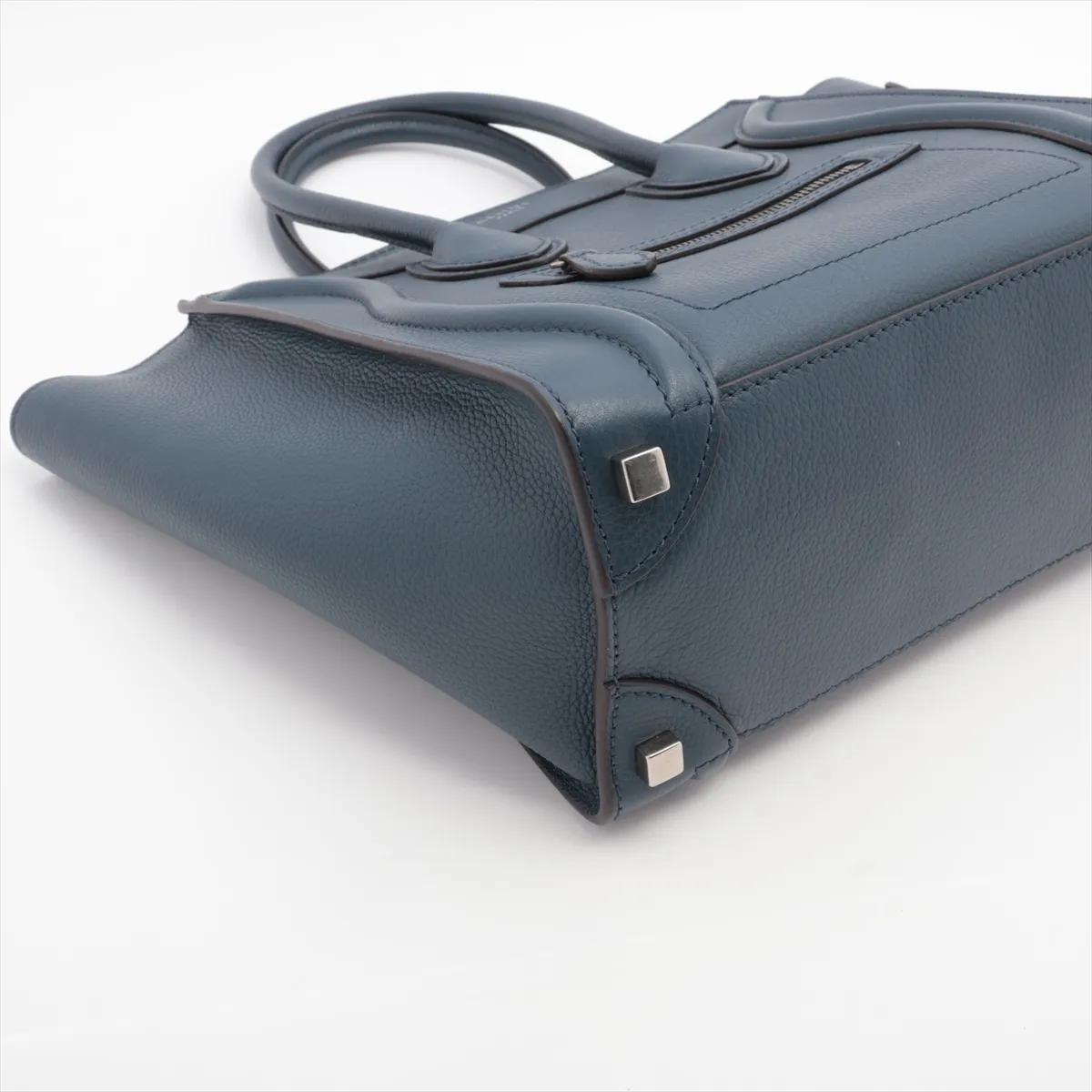 Luggage Micro Shopper Leather Handbag Navy — view 4