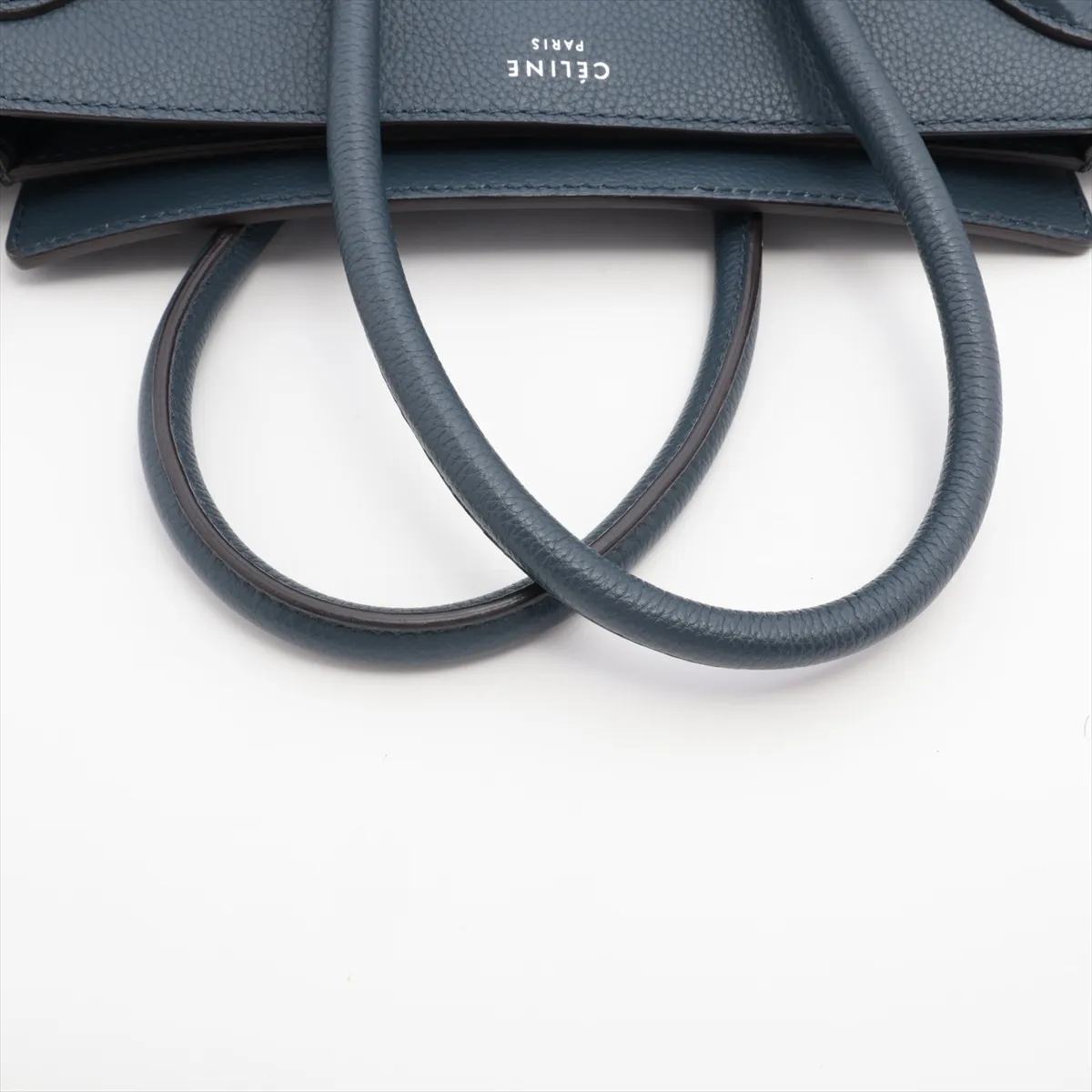 Luggage Micro Shopper Leather Handbag Navy — view 5