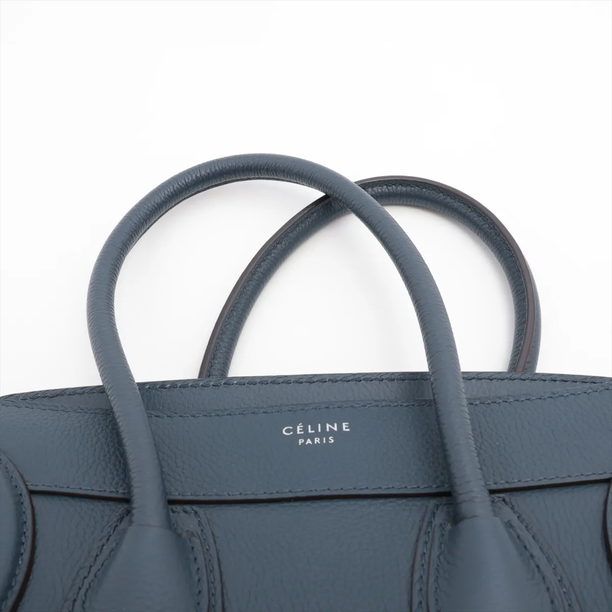 Luggage Micro Shopper Leather Handbag Navy — view 6
