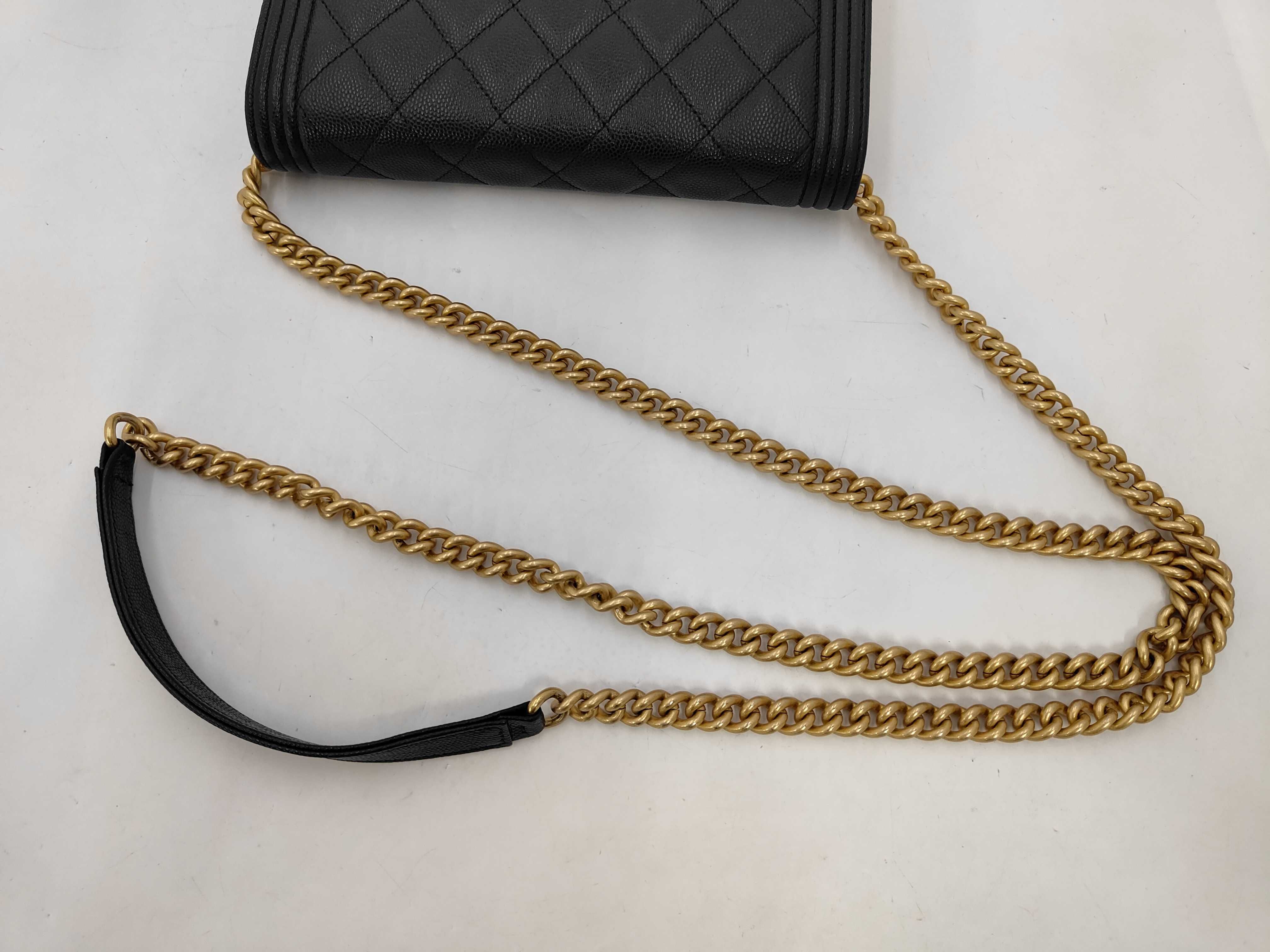 Boy Chanel Caviar Skin Black Chain Shoulder Bag — view 5
