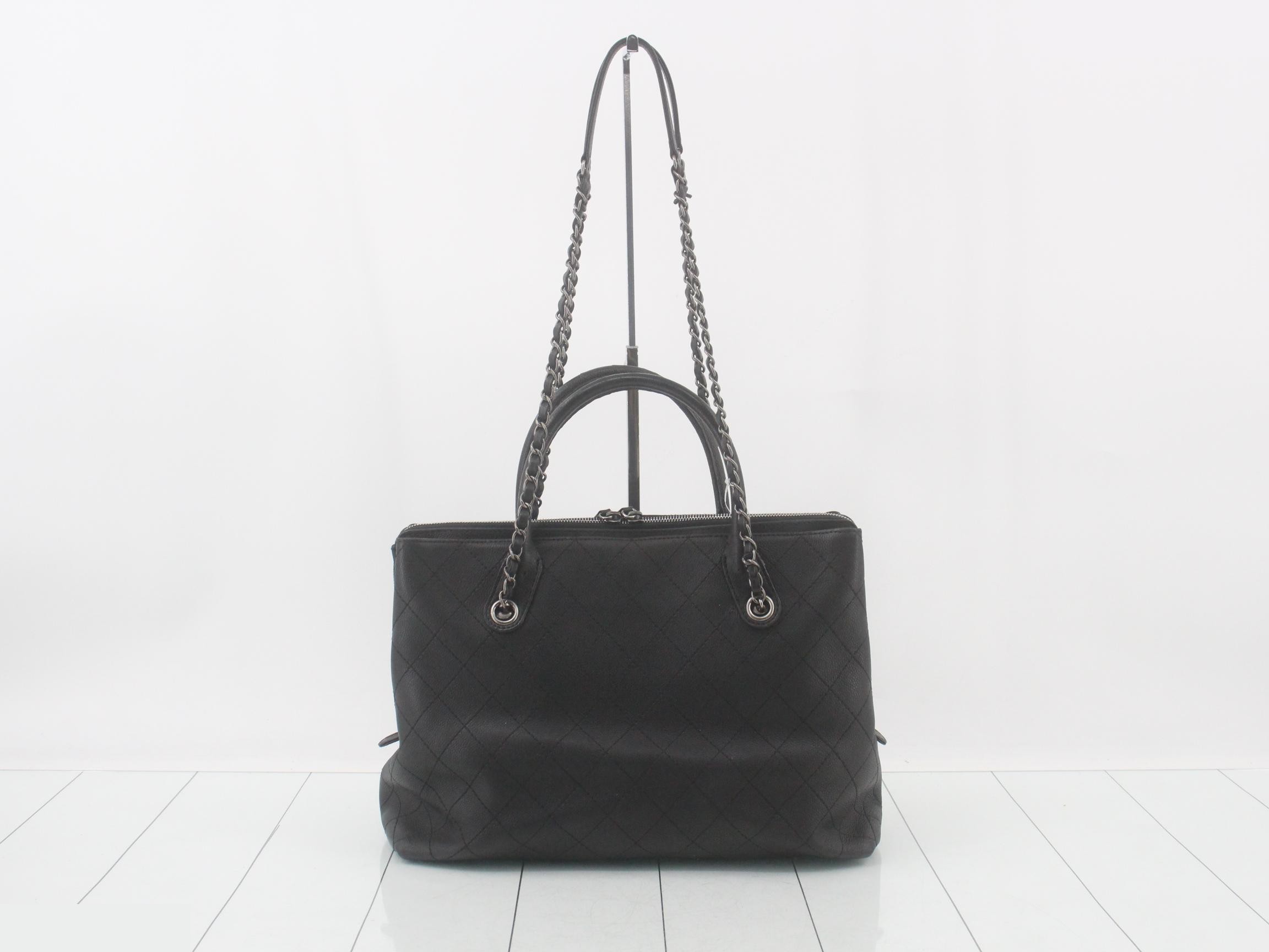 Matelassé 2-Way Chain Shoulder Handbag, Leather — view 2