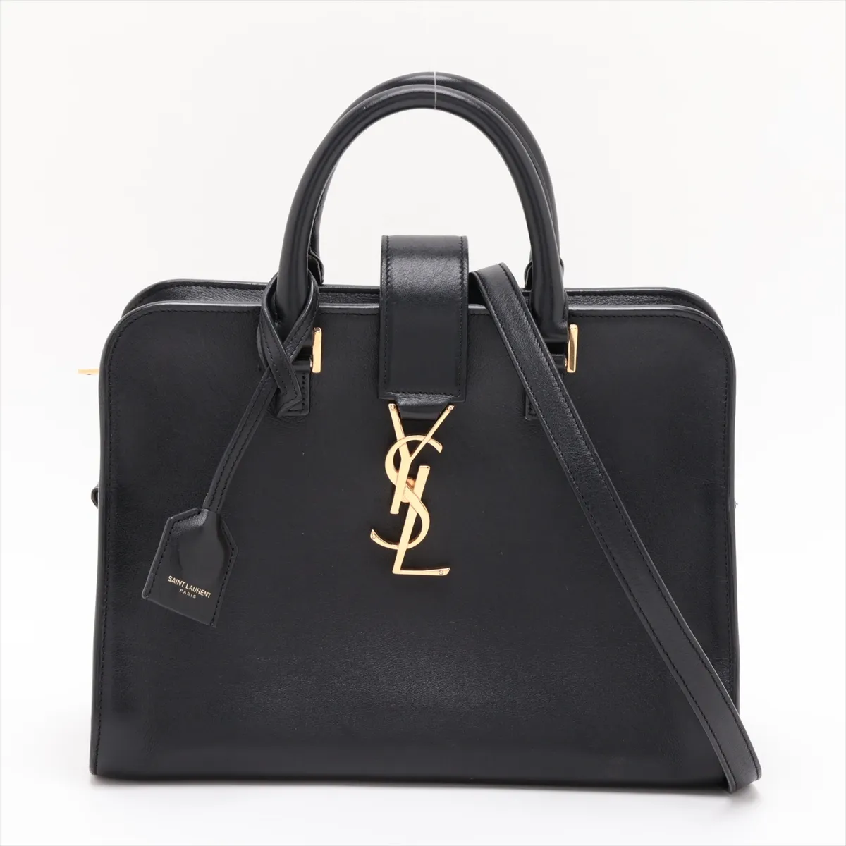 Baby Cabas 372087 Leather 2-Way Handbag, Black