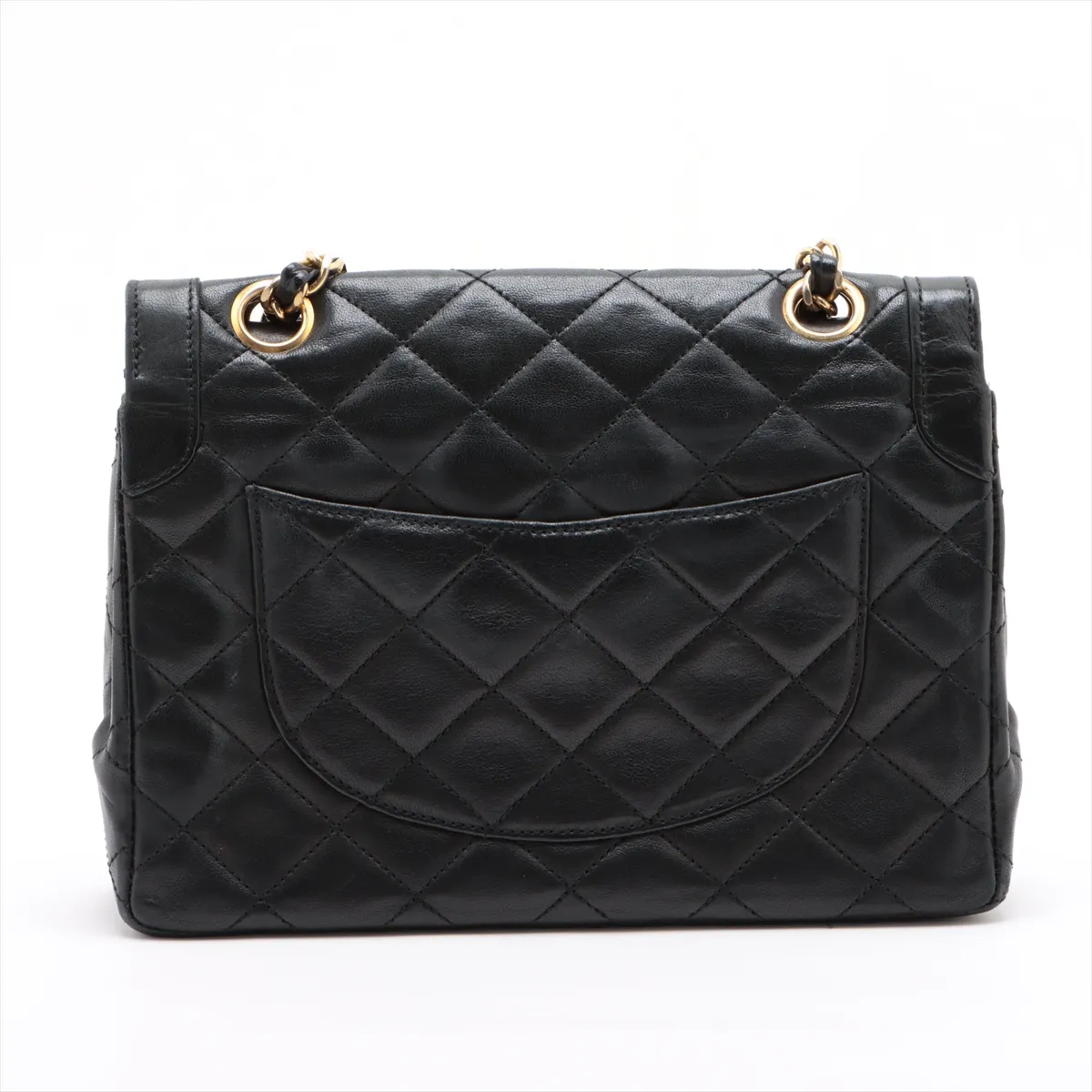 Matelasse Lambskin Double Flap Double Chain Bag Paris Limited Black Gold Hardware 186549 Series 0 — view 2