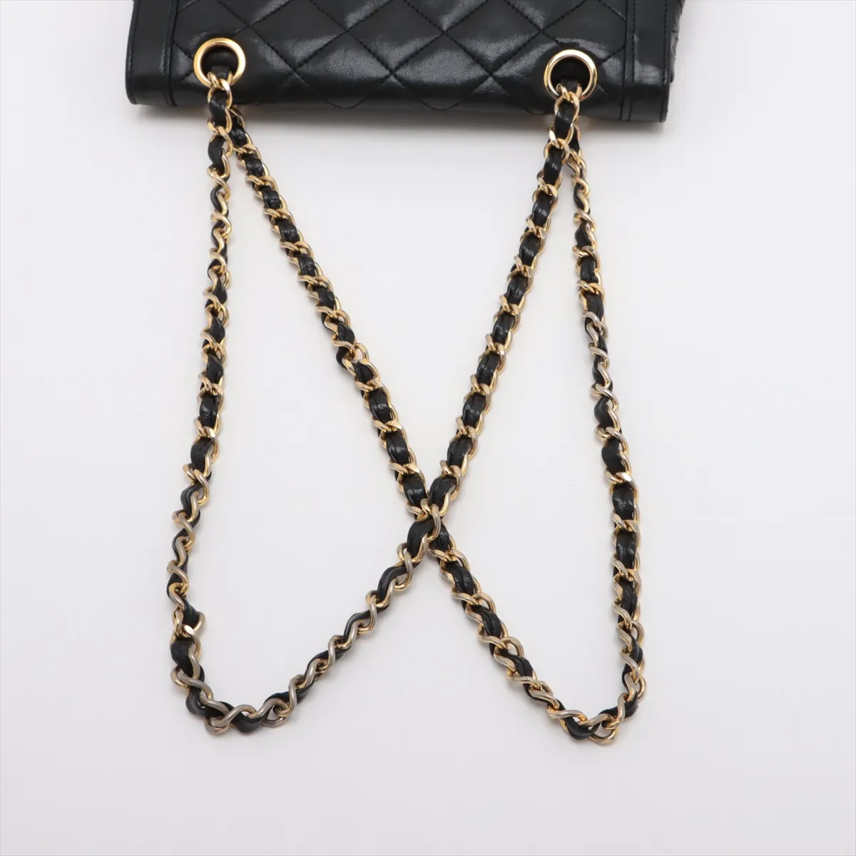 Matelasse Lambskin Double Flap Double Chain Bag Paris Limited Black Gold Hardware 186549 Series 0 — view 5