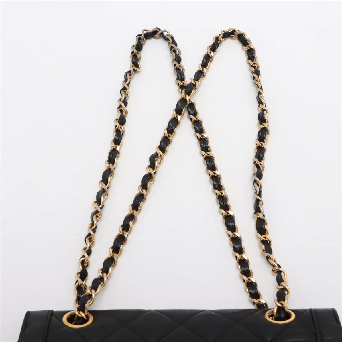Matelasse Lambskin Double Flap Double Chain Bag Paris Limited Black Gold Hardware 186549 Series 0 — view 6