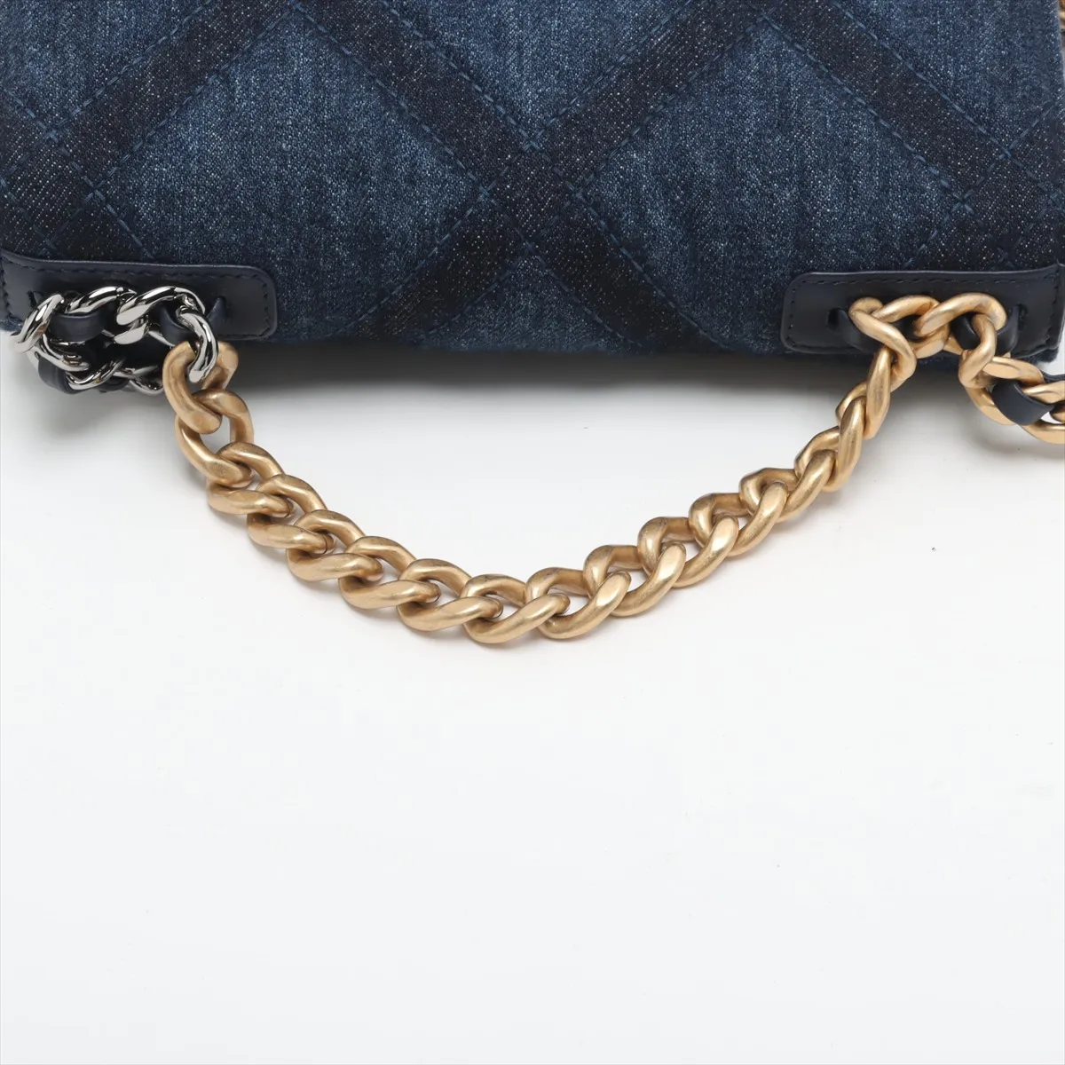 19 Denim Chain Wallet Blue Gold x Silver Hardware U88P0HGH Random Plate — view 5